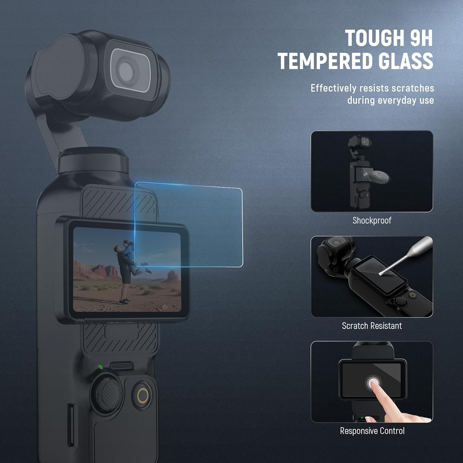 NEEWER Pocket 3 Screen Protector Kit (2 Pack) Compatible with DJI Osmo Pocket 3 Creator Combo Accessories, 9H HD anti Scratch Tempered Glass Protective Touchscreen Film, CA141 image number 3