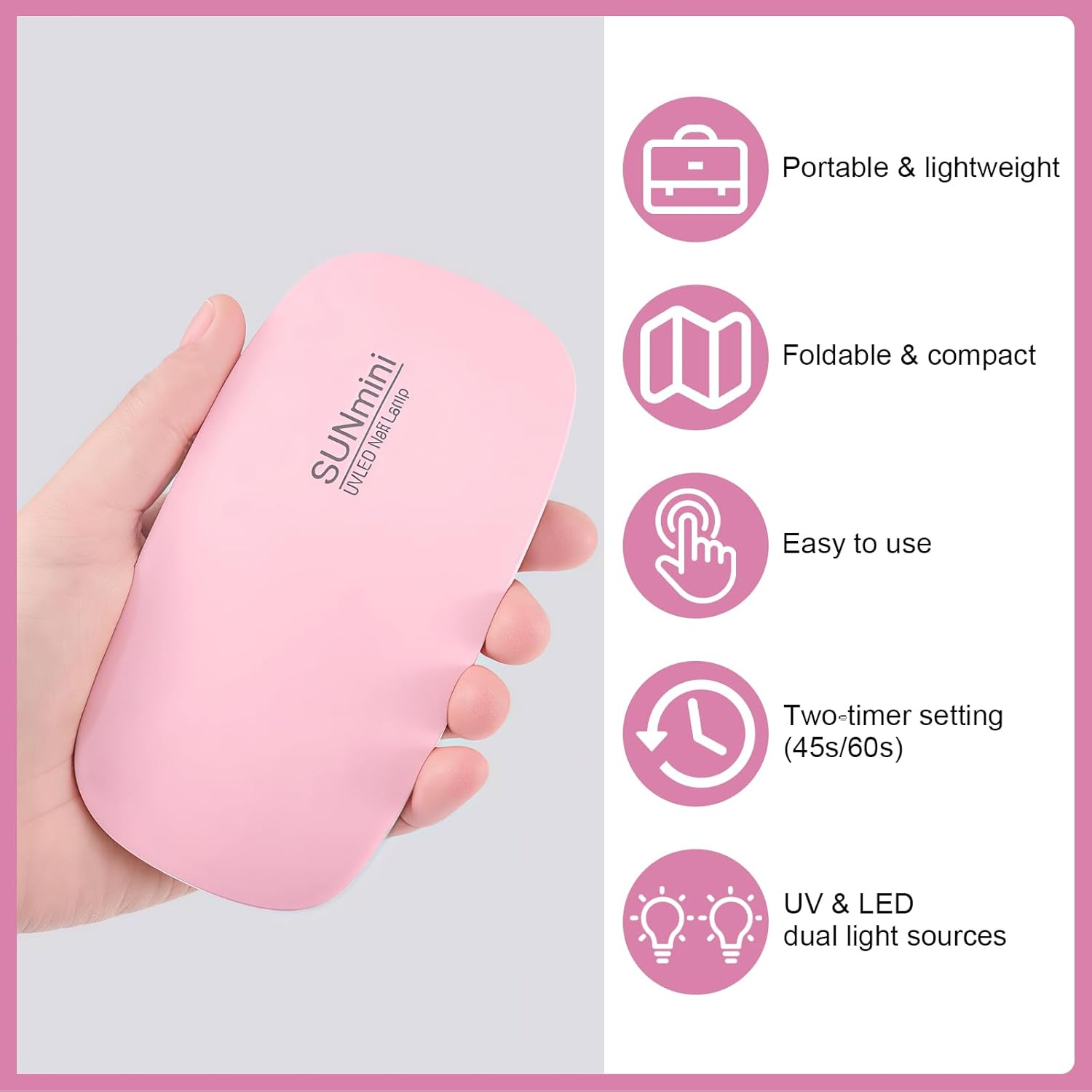 Mini UV LED Nail Lamp, Nail UV Lamp, UV LED Lamp for Gel Nails, Nail Polish Dryer, Nail Lamp, Mini Nail Dryer for All Gel Nail Polishes, UV Lamp for UV Gel Nail Polish image number 2