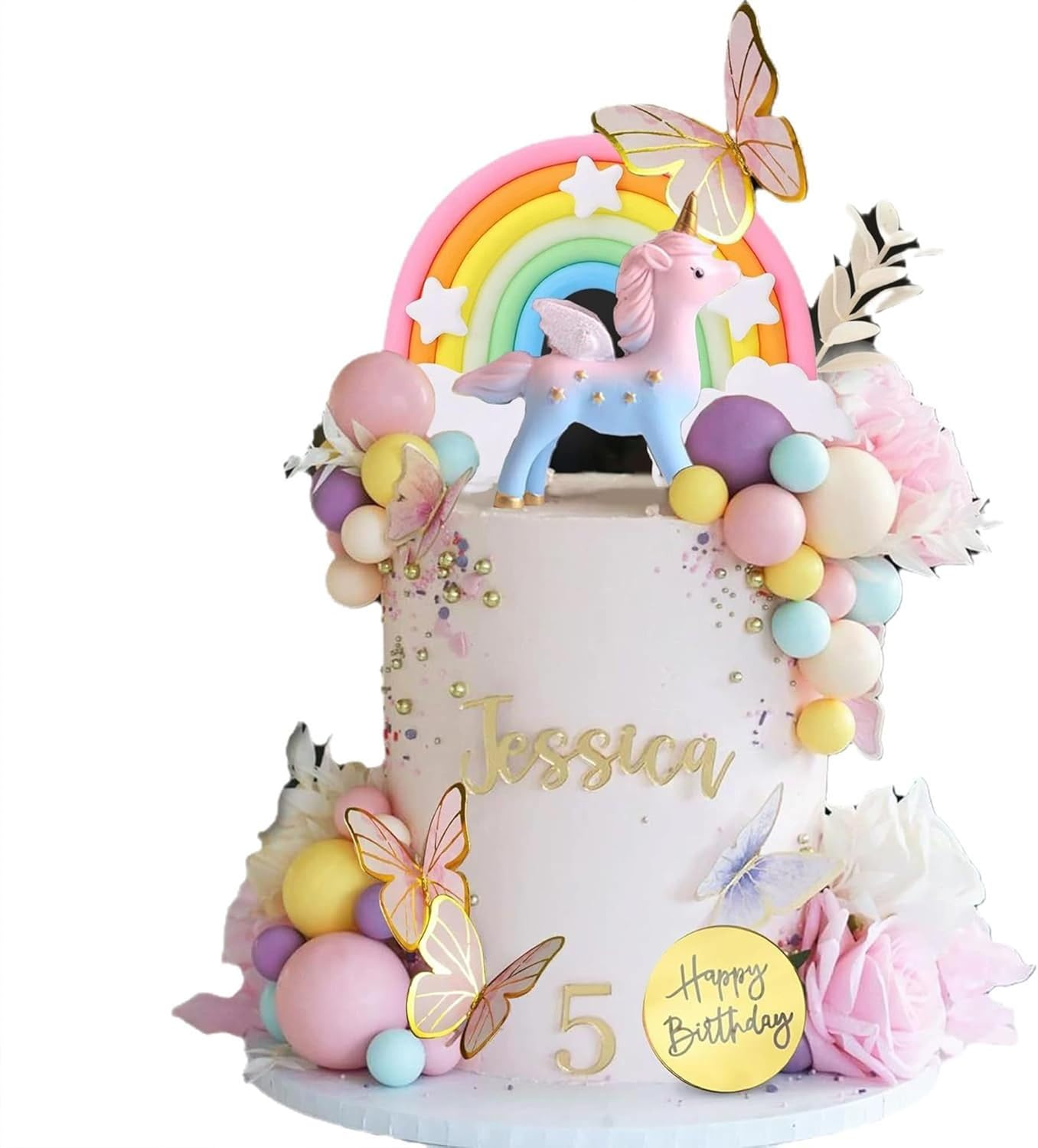 40 Pcs Unicorns Theme Cake Decorating Kit; Baby Shower Kids Birthday Party Creative Theme Cartoon Cake Topper Accessories image number 2