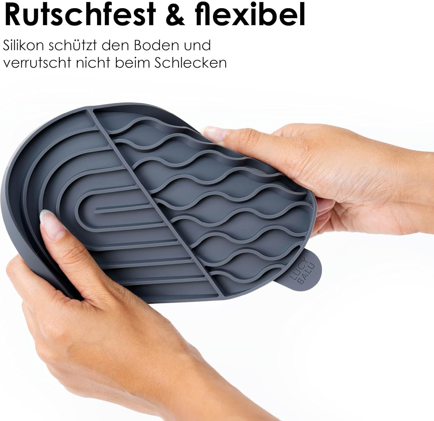 Lucybalu&reg; Lick Mat for Cats, Cat Licking Mat, Slow Feeder for Cats, Cat Licking Mat Made of Food-Grade Silicone, Silicone Mat for Licking for Cats, Anthracite image number 2