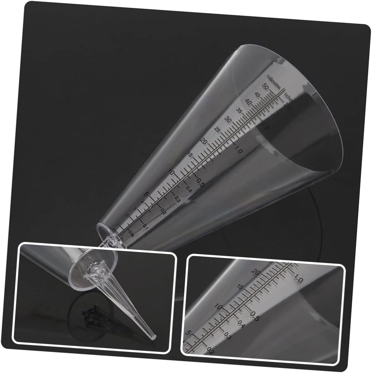 3Pcs Transparent Cone Shaped Rainfall Gauge Outdoor Rain Gauge for Garden Lawn Farming with Large Scale Measuring Cup image number 4