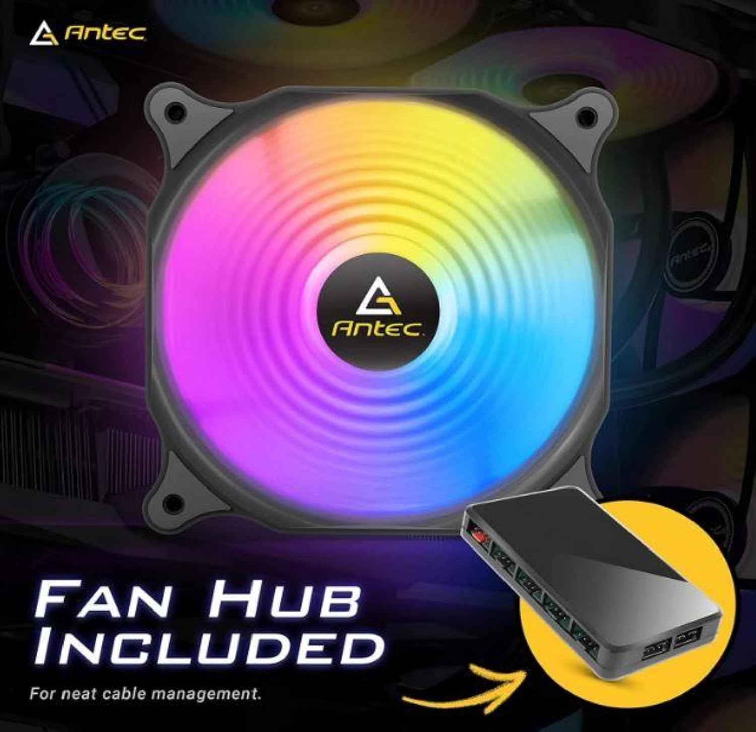 Antec Neon 12 ARGB Full Spectrum ARGB Lighting and Efficient Cooling Case Fan, 120 Mm (Pack of 3)