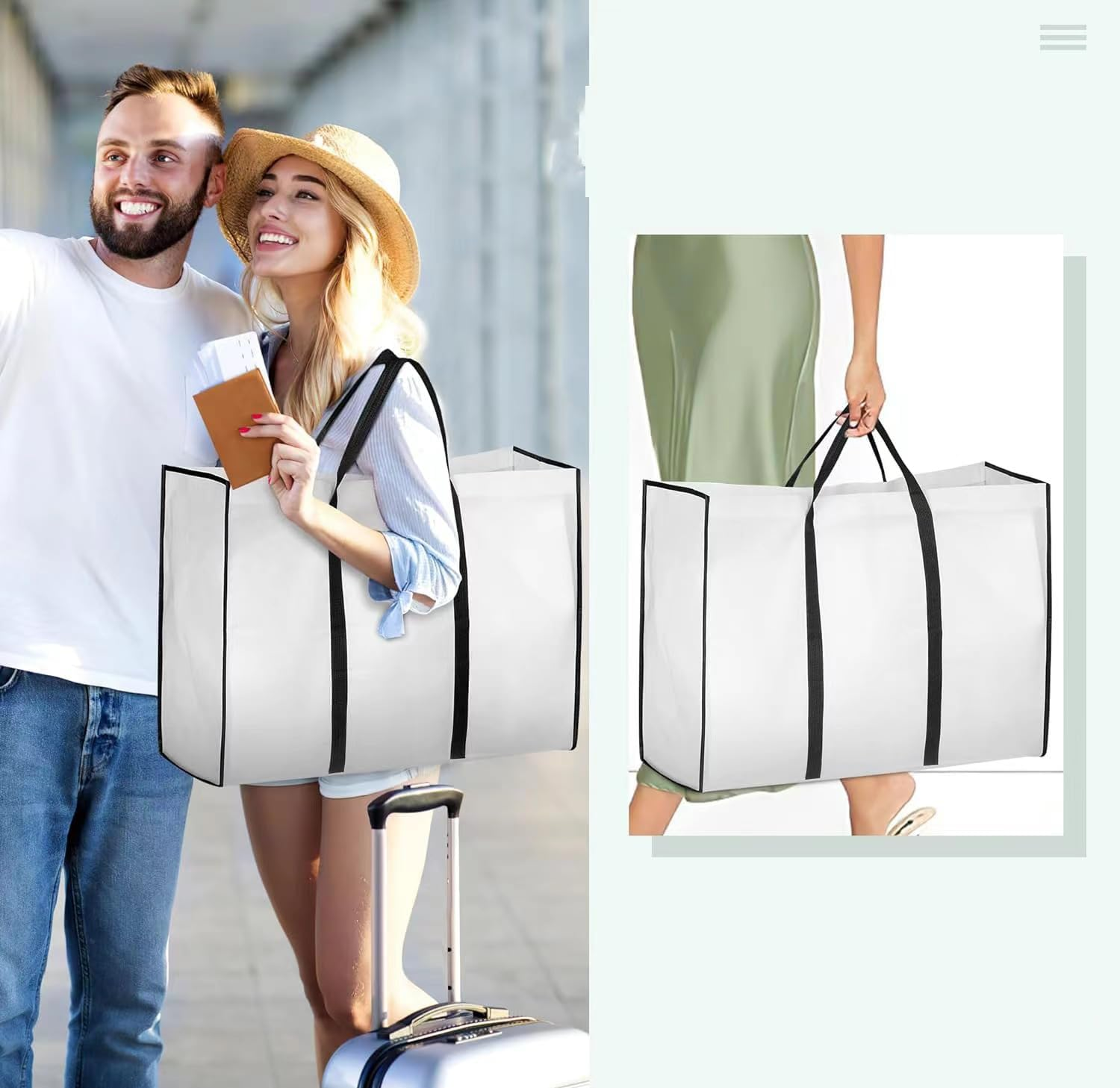 70" Bridal Wedding Gown Dress Garment Bag, Dust Proof Storage Bag with Large Bag for Easy Storage and 3 Small Bags for Wedding Shoes, White image number 5