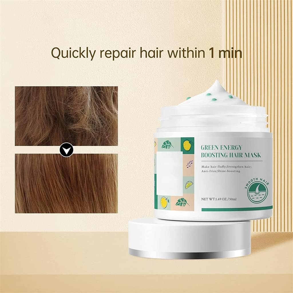 Green Energy Boosting Hair Mask, Repair Dry Damaged Hair Mask Scalp Treatments Hair Care, Non-Greasy Make Hair Fluffy, Strengthen Anti-Frizz Shine image number 1