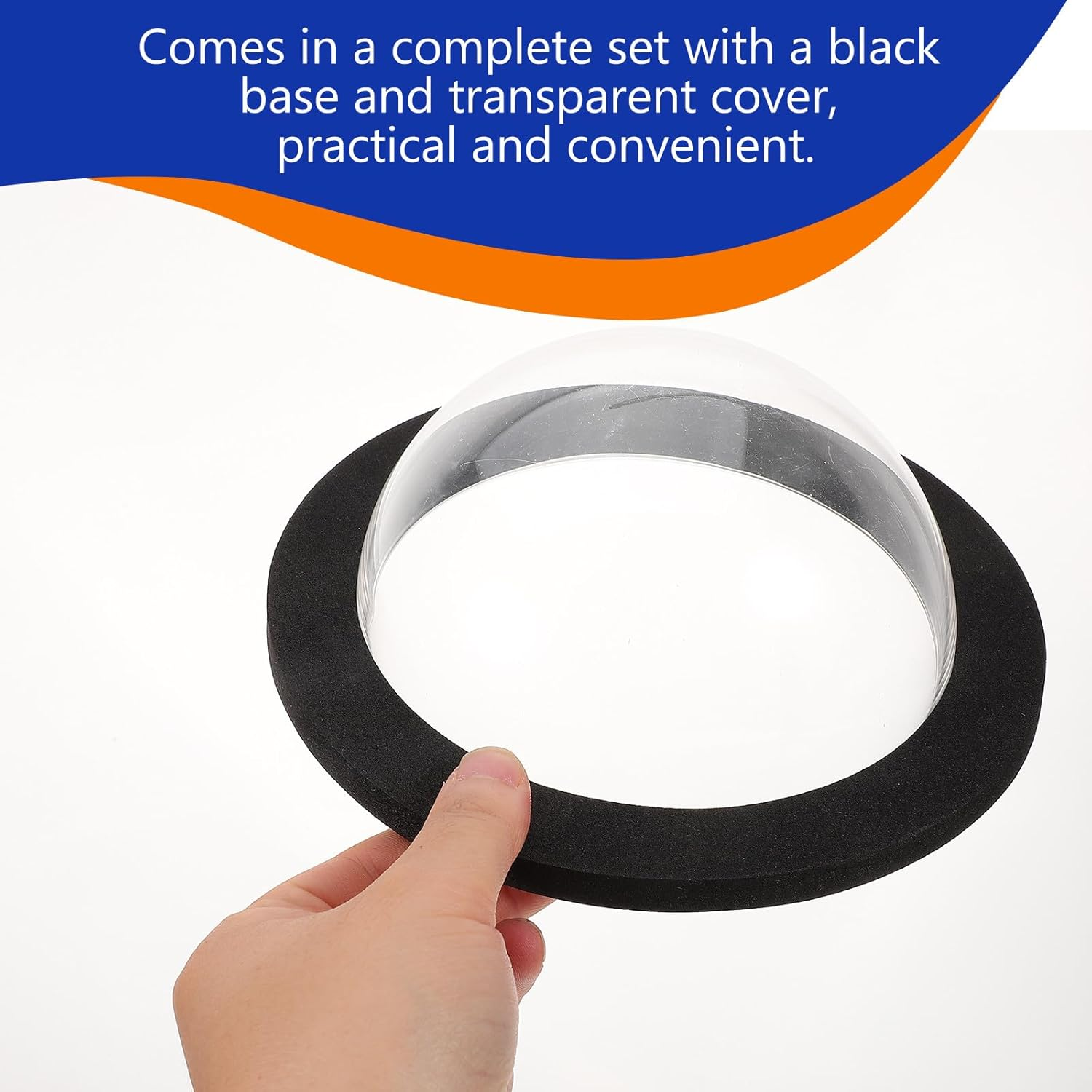 DECHOUS Floating Small Fish Dome Cover for Outdoor Garden Pond 15Cm Lightweight Acrylic Floating Aquarium Dome Black Base and Lid for Aquatic Pets image number 2