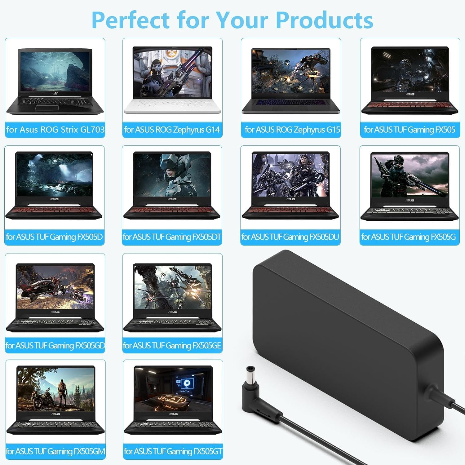 180W 150W Adapter Laptop Charger for Asus Rog Zephyrus G14 G15 Gu501Gm Ga502Du Ga502D Ga502 Ga502Iu Tuf ASUS ROG Strix Scar II Gaming 17.3'' GL704GM-DH74 GL703 GL703GM-EE063T Gaming A15 Strix G531Gt image number 4