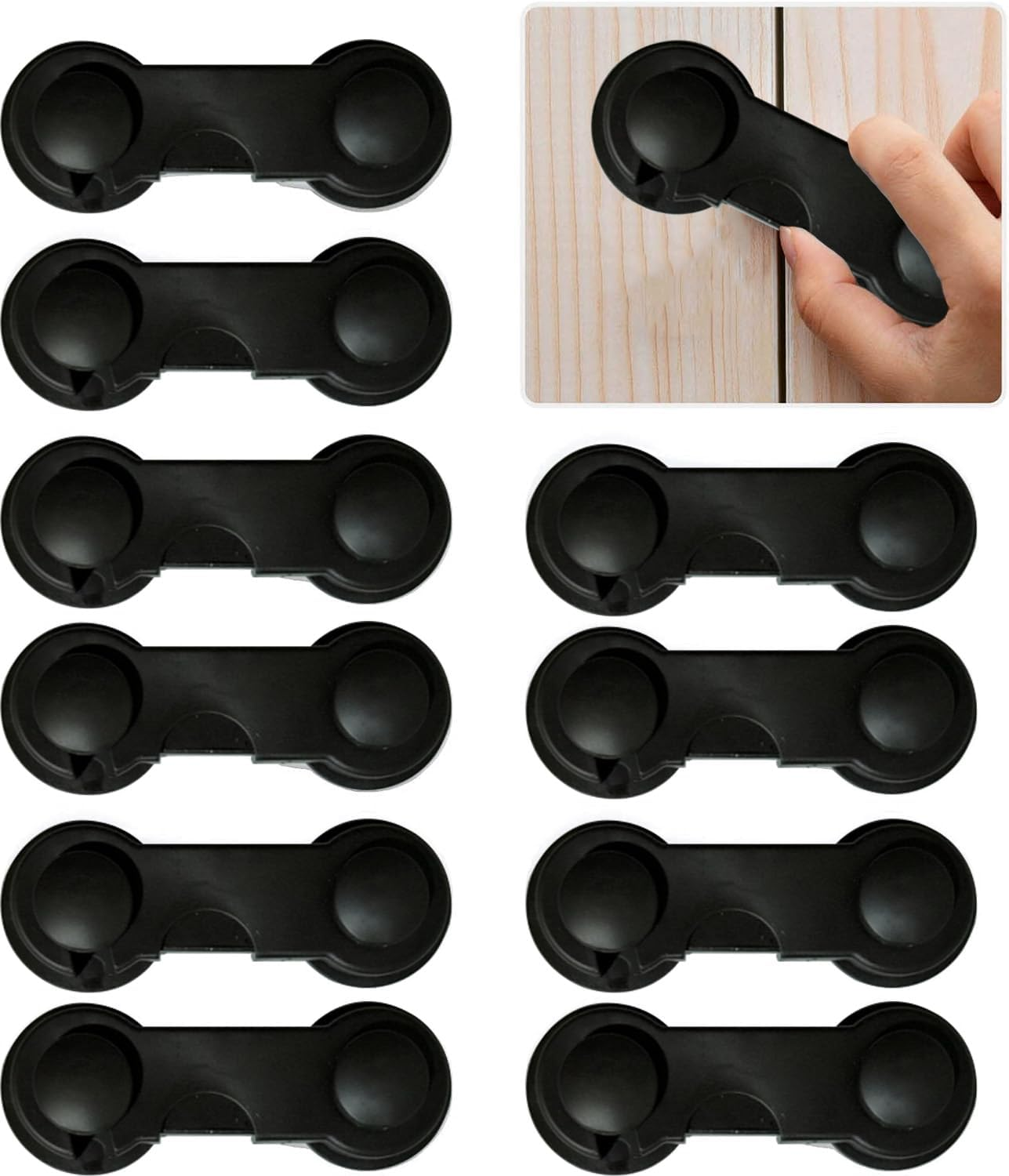 TOOGABBIE 10 PCS Cabinet Locks for Babies, Uandhome Child Safety Locks Drawer Locks Baby Proofing Baby Cabinet Safety Latches Kitchen System with Strong Adhesive Tape