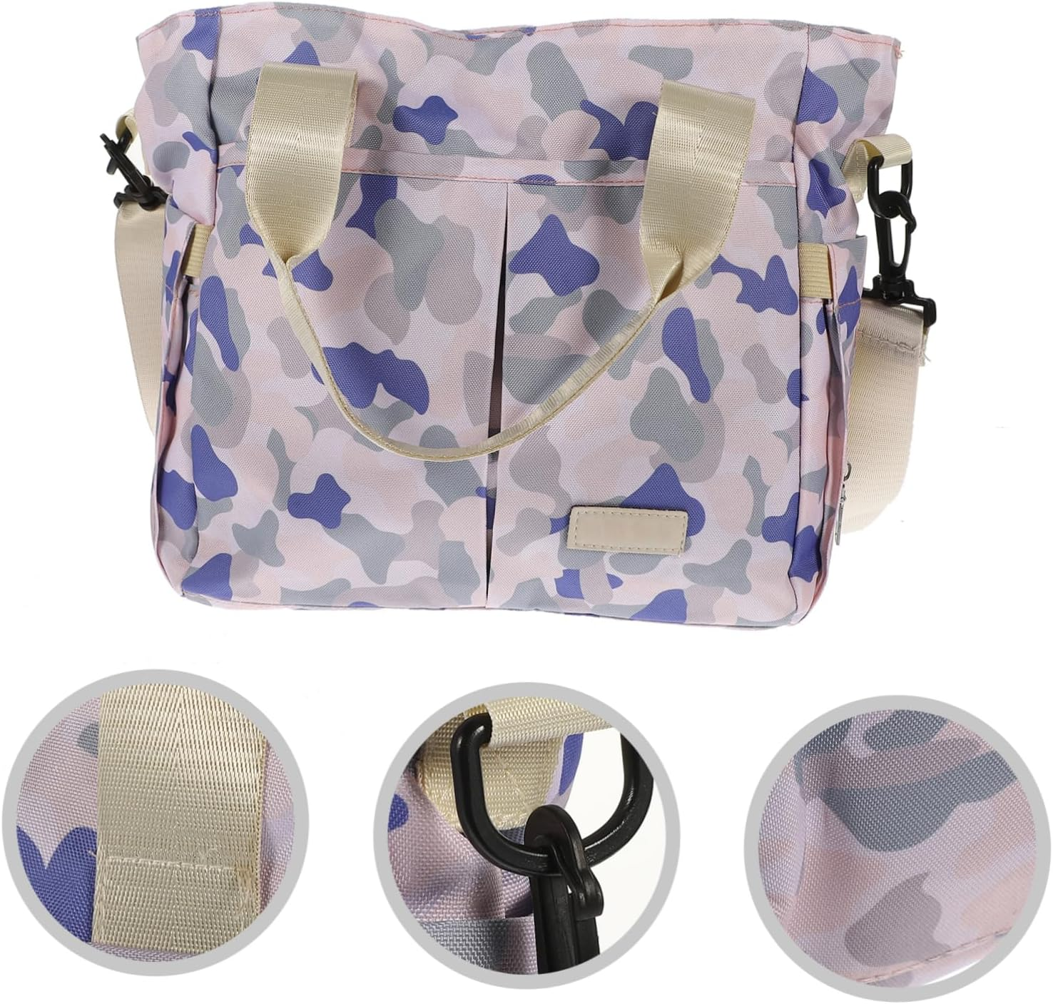 Nylon Mom Handbag Multifunctional Diaper Travel Tote Bag with Wide Opening Ergonomic Straps for Care And image number 4