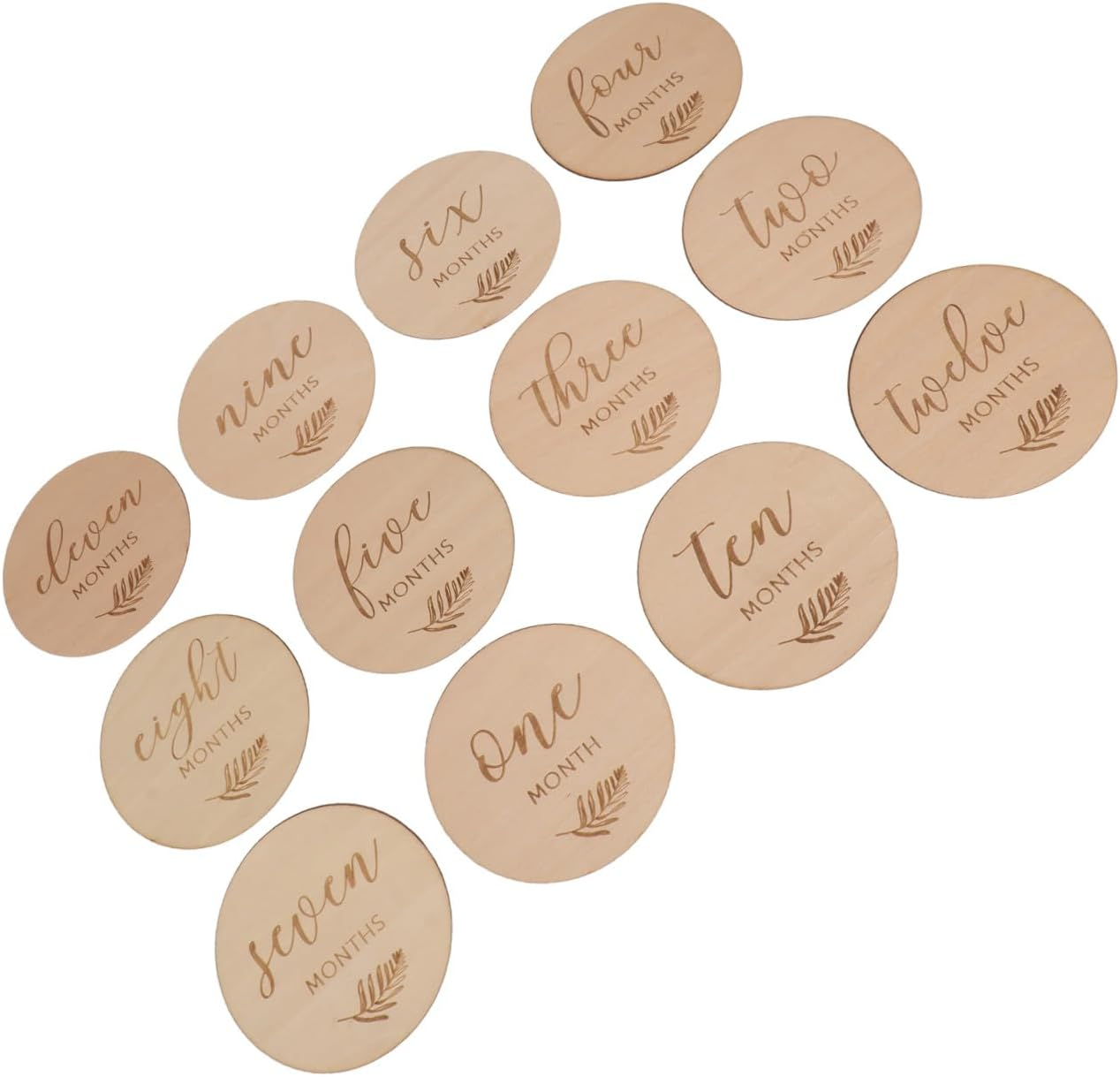 Toyvian 12Pcs Wooden Commemorative Cards Discs Wood Double Sided Cards for Month Old Photo Props Decoration Toys for Year Old Boy image number 5