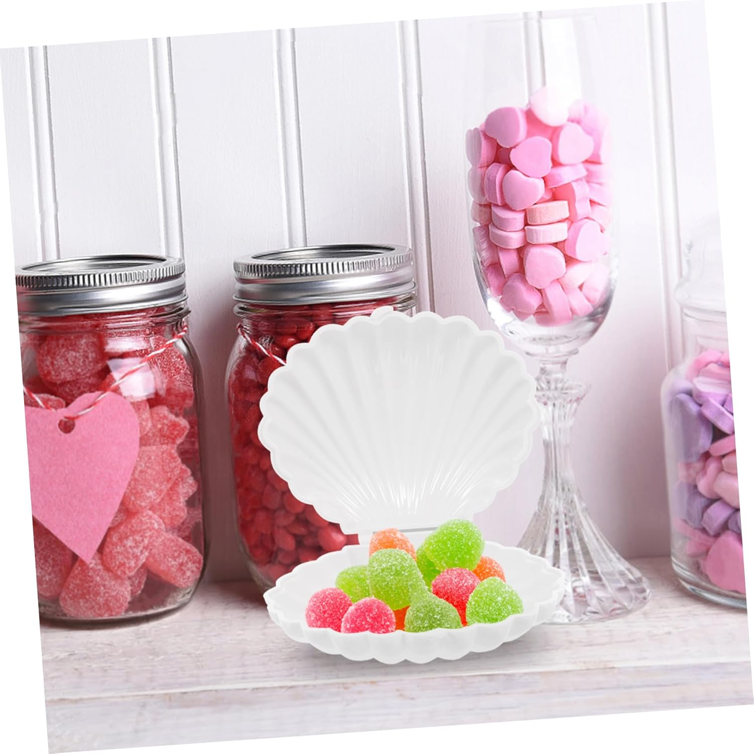 GRIRIW Shell Candy Snack Box Mermaid Birthday Decorations Boxes Sea Shell Candy Dish - White image number 3