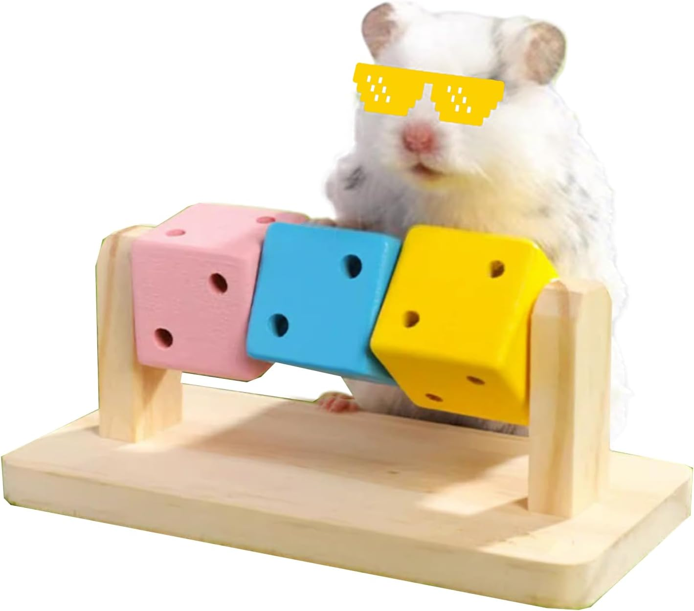 SUSOO Creativity Hamster Enrichment Toys with Exercise Wheel,Natural Wooden Hamster Chew Toy for Small Animals Cage,Safe Food Interactive Toys for Guinea Pig,Chinchillas,Hedgehogs and Dwarf Rabbits