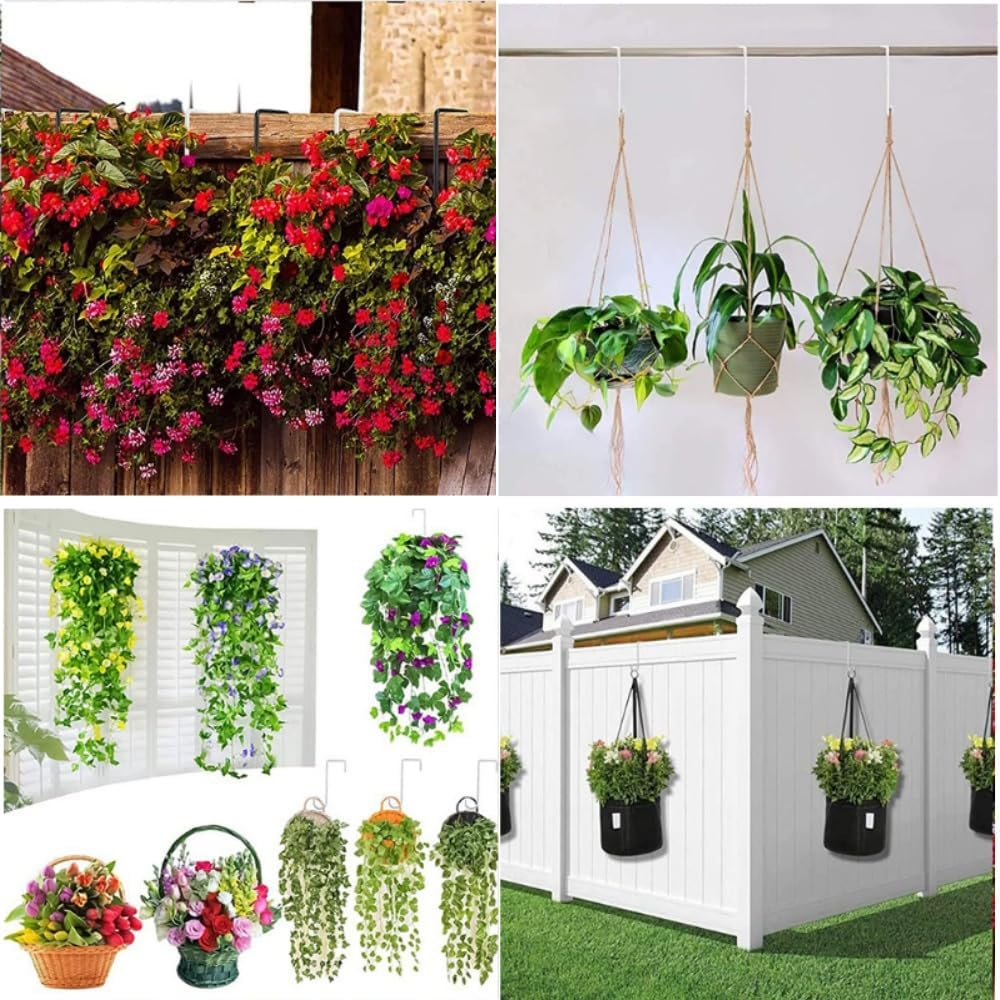 10 PCS Vinyl Fence Hooks, for Hanging Lights, Plants, Planters, Bird Feeders