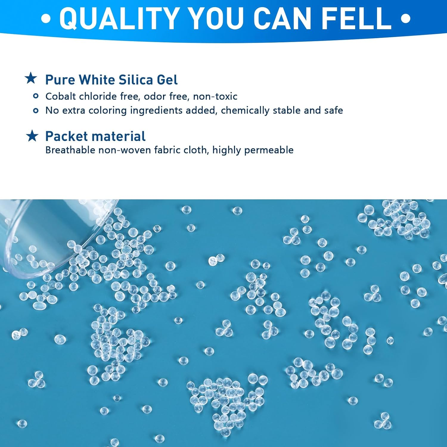 Yeather 2 Gram [100 Packets] Silica Gel Packets - Reusable Desiccant Moisture Absorbers Dehumidifiers for Spices, Jewelry, Shoeboxes, Electronics Storage (Food Safe) image number 1