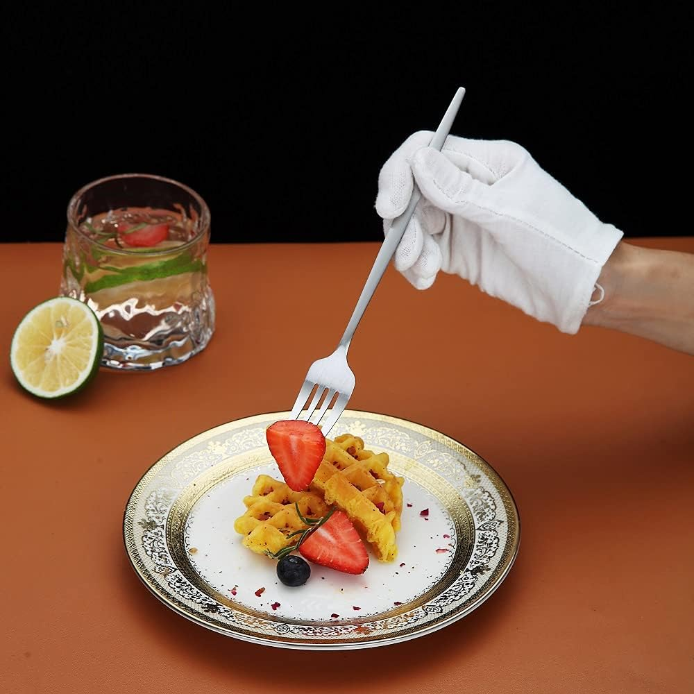 Matt Dinner Forks 6 Piece, Stainless Steel Dessert, Table, Salad Forks - Silverware Set for Home, Kitchen or Restaurant - Dishwasher Safe (Matt Silver-8.4 Inch) - 4. Matt Black image number 5