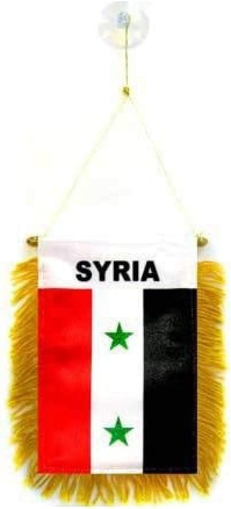 Syria Mini Banner 6'' X 4'' - Syrian Pennant 15 X 10 Cm - Mini Banners 4X6 Inch Suction Cup Hanger - AZ FLAG