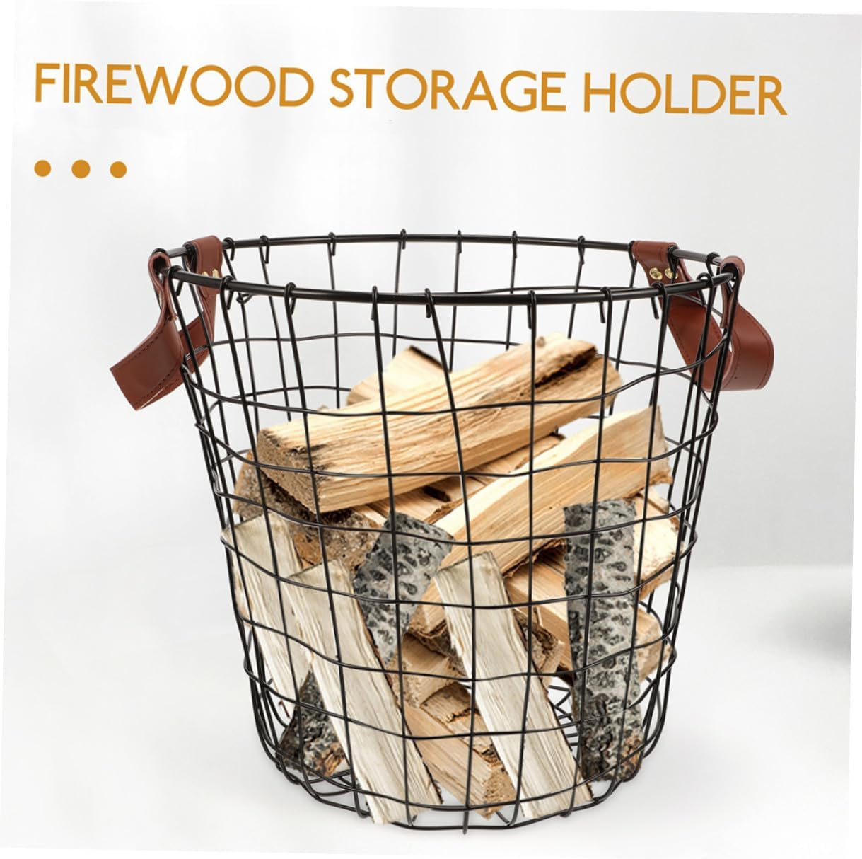 2Pcs Rustic Iron Firewood Storage Basket Outdoor Metal Log Holders round Design Firewood Organizer with Stylish Farmhouse Charm for Indoor Outdoor Use image number 6