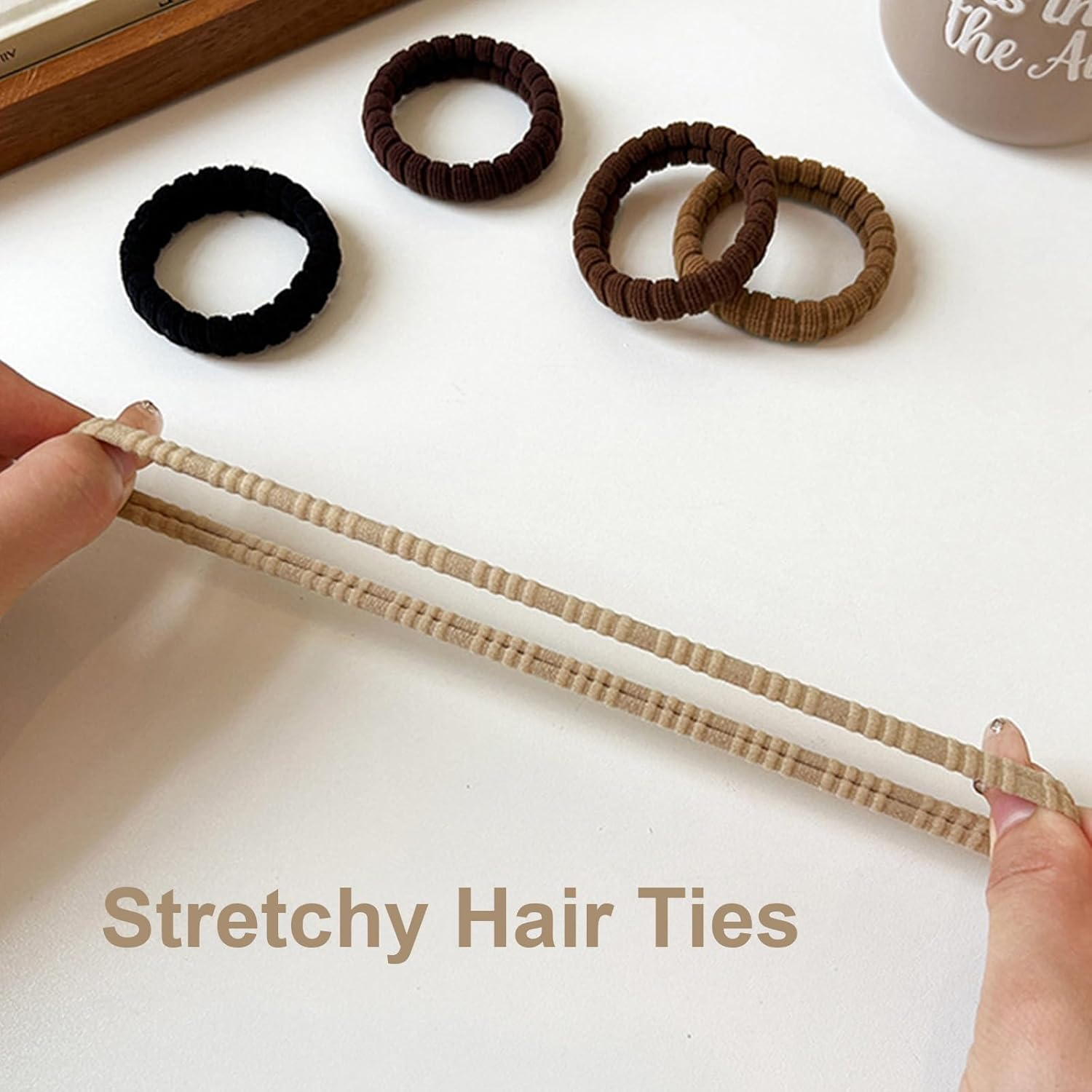 10 Pcs Hair Ties for Thick Hair No Damage, Stretchy Elastic Ponytail Holders, No Tug Hair Bands for Women image number 3