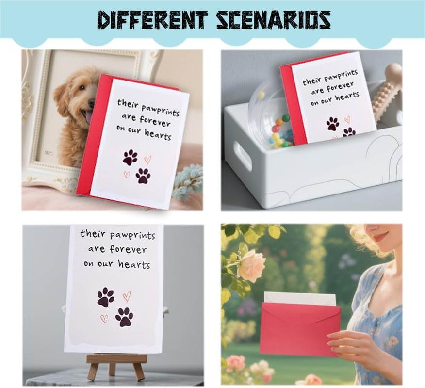 Pet Sympathy Cards Gifts Dog Pet Memorial Gifts for Loss of Dogs Pets Remembrance Condolence Card Gift Doggy Cat Loss of Dog Sympathy Card Gift with Heart and Paw Print image number 4