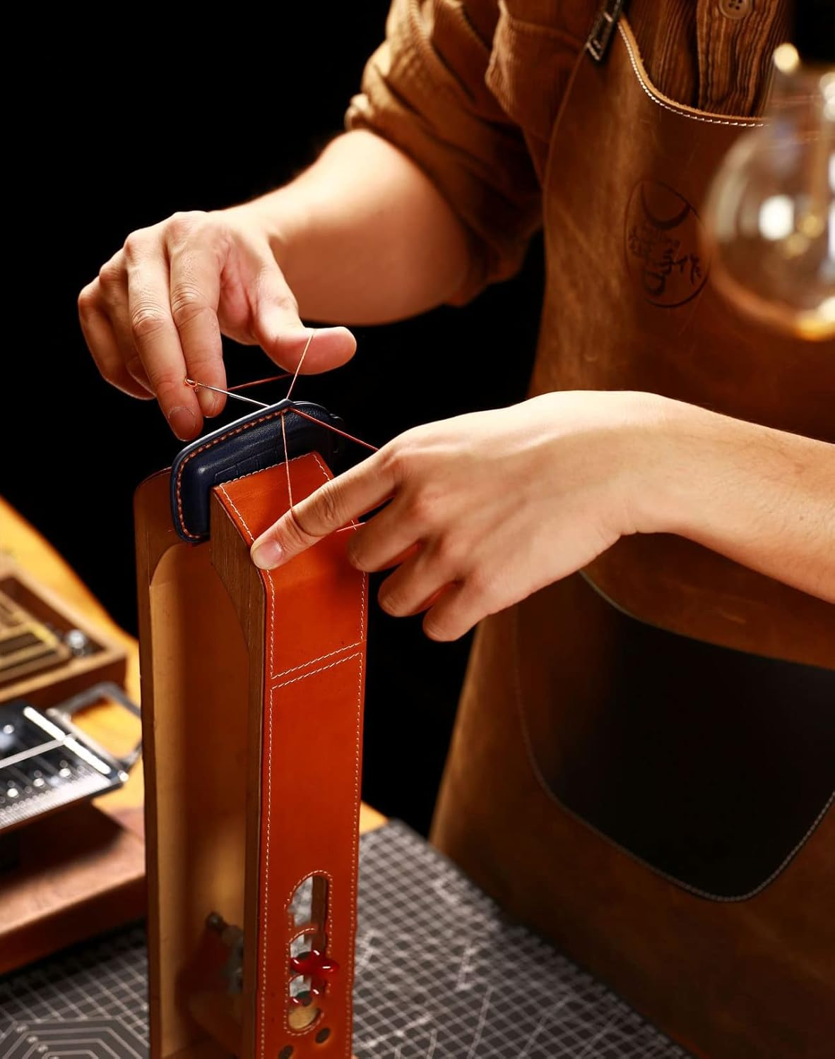 Ontto Leather Car Key Fob Cover Fit for Mazda 3 Alexa Mazda 3 CX-30 CX-5 CX-9 Mazda 3 Sedan 2019 2020 Smart Leather Key Case Keyring Key Shell Holder Bag Keychian image number 3