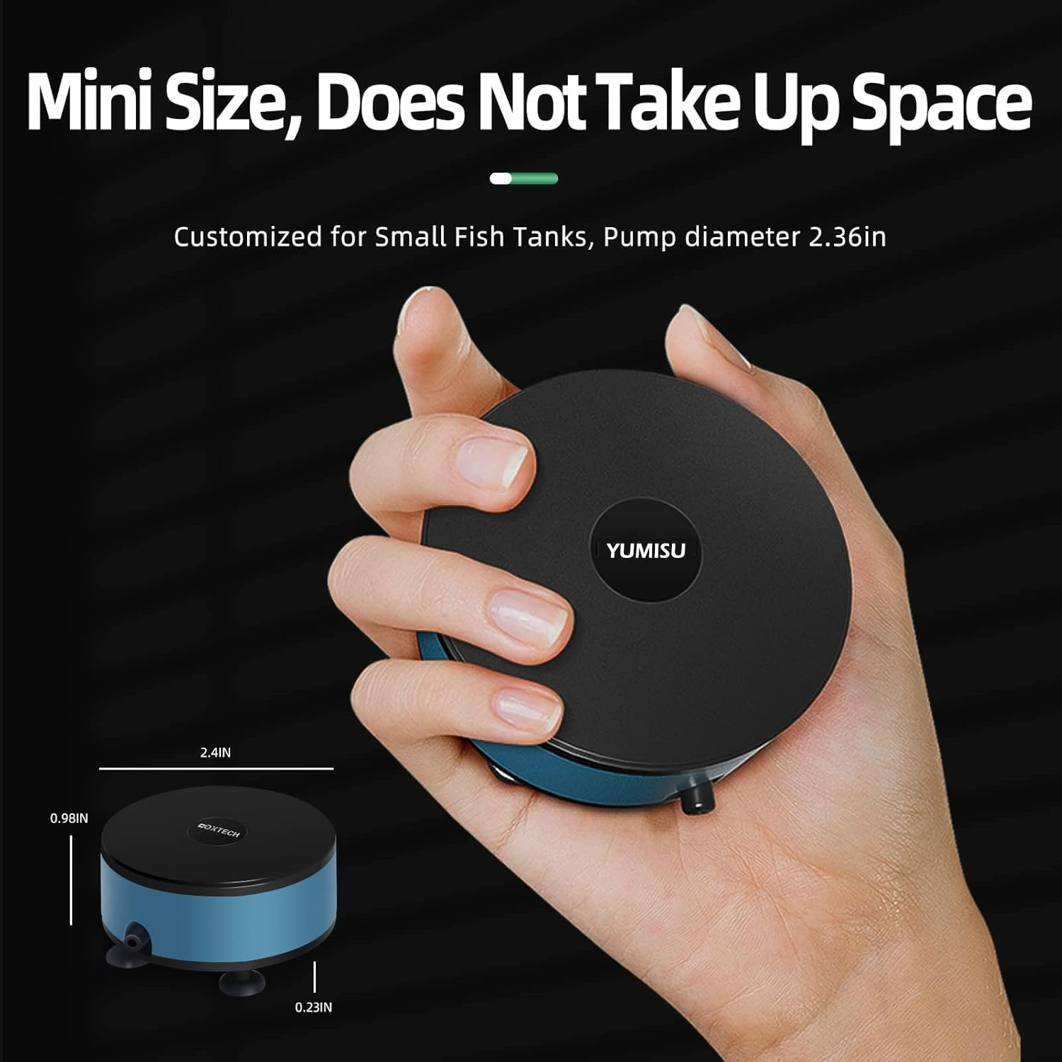 Mini Aquarium Air Pump with Accessories, Quiet Fish Tank Oxygen Pump Portable USB Air Pump Aquarium Bubbler Kit with Air Stone and Airline Tubing for 1.5-7 Gallon Fish Tank Fish Bowl. image number 1