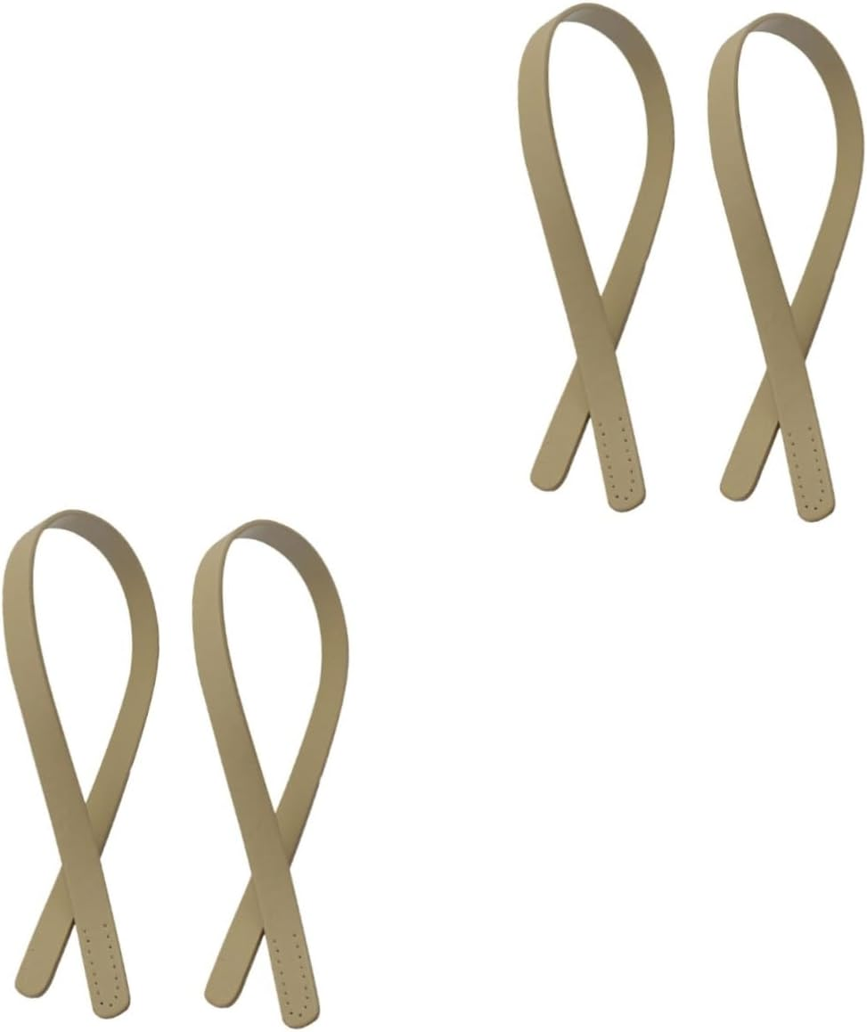 LALAFINA 4Pcs Pu Leather Handbag Handles Replacement Strap Bag Belt for Women Tote Bag Handstitch Porous DIY Pouch