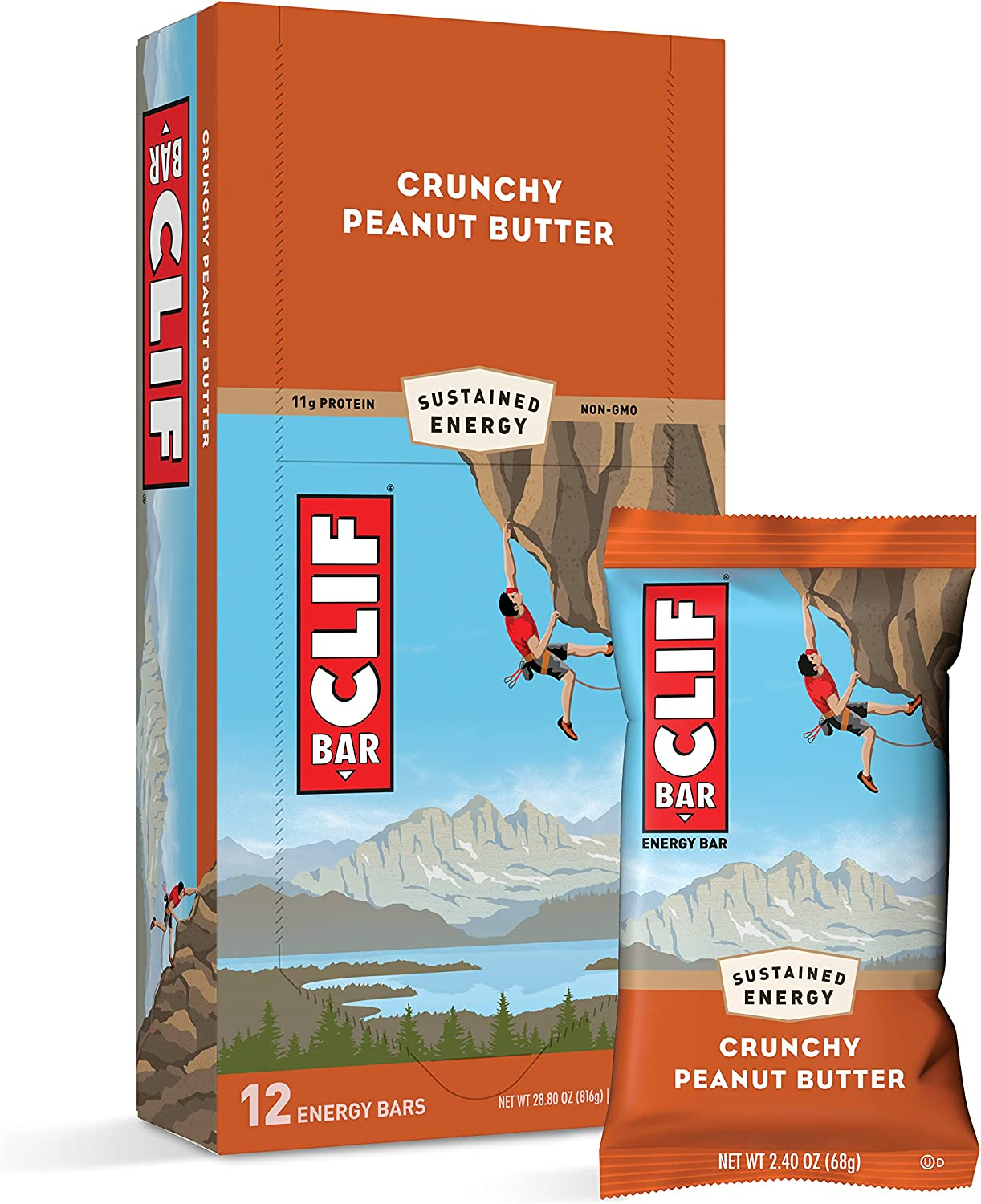CLIF BAR - Crunchy Peanut Butter - Made with Organic Oats - Non-Gmo - Plant Based - Energy Bars - 68G. (12 Pack) image number 1