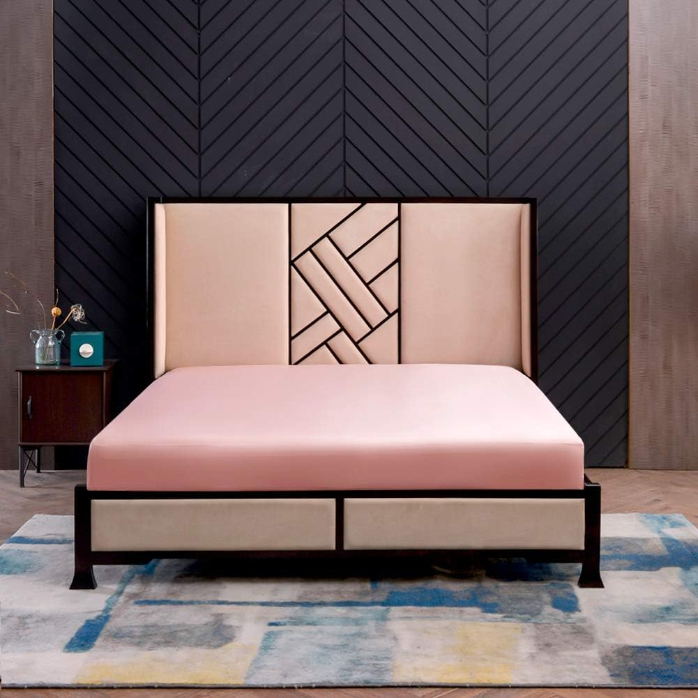 THXSILK Fitted Sheet, Silk Flat Sheet, 160 X 200 Cm, Red Silk Flat Sheet, 100% Pure 19 Momme Mulberry Silk Bed Linen, Fitted Sheet for Standard Mattress, 30 Cm