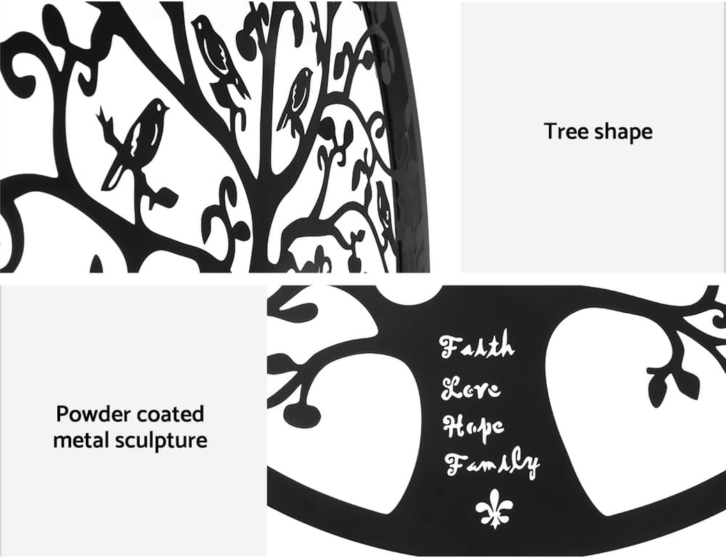 Artiss Wall Art for Living Room, Hanging Sculpture Modern Large Arts Home Decor, Leaf Tree of Life round Frame Decoration Room D&eacute;cor Bedroom Metal Design Black image number 1