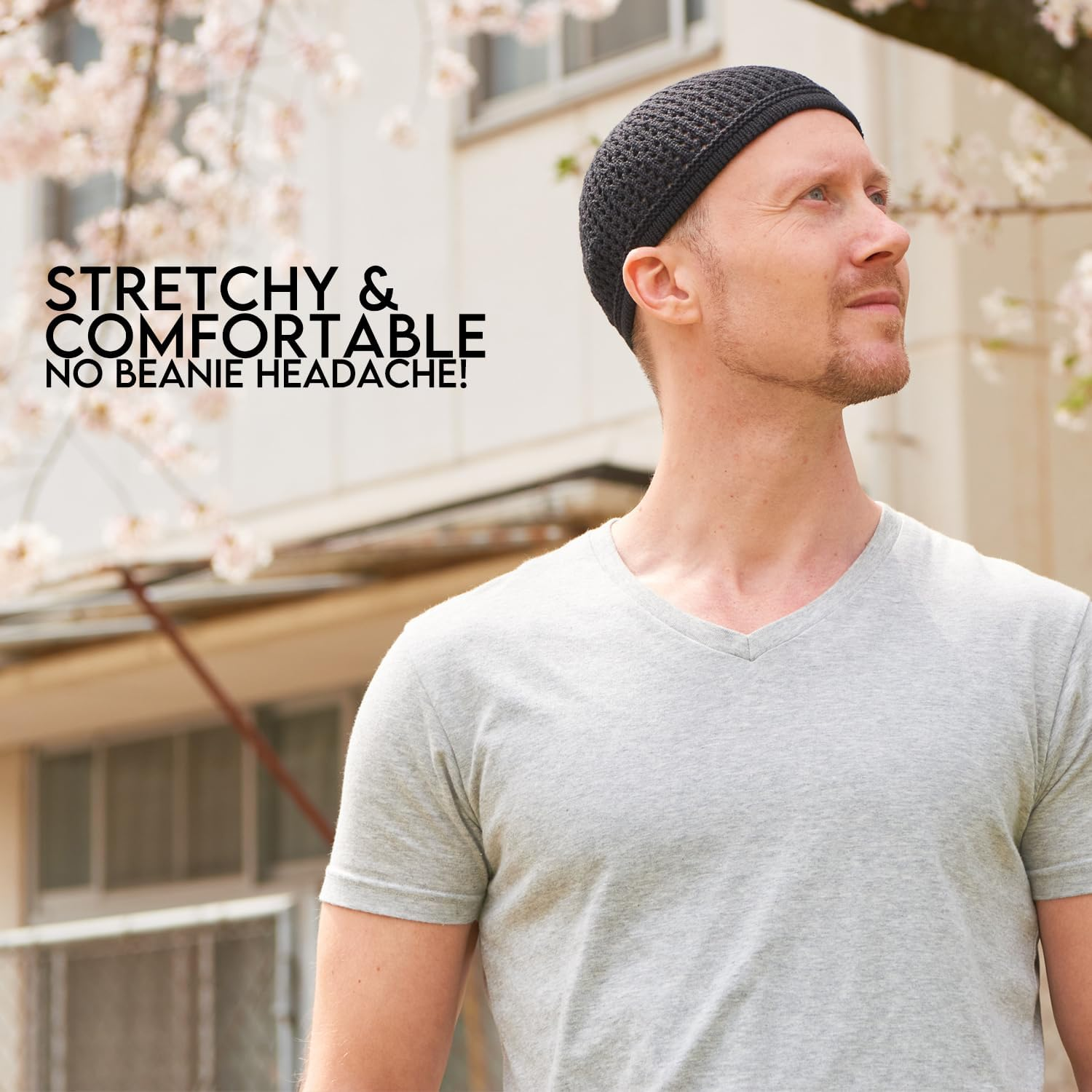 CHARM Knit Cotton Skull Cap Kufi - Mens Islam Prayer Hat Crochet Mesh Skully Beanie - Enge image number 6