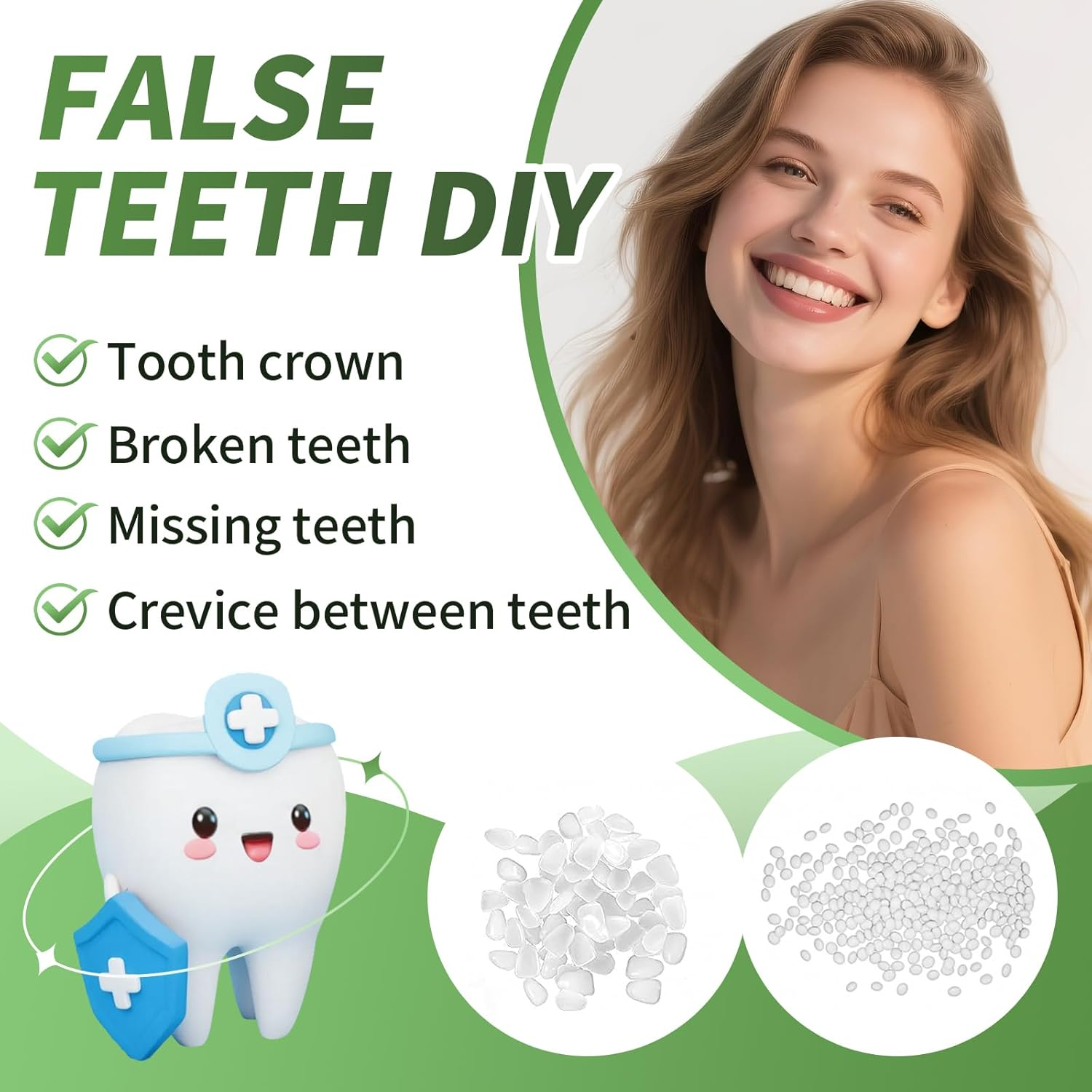 Tooth Repair Kit for Filling the Missing Broken Tooth and Gaps-Moldable Fake Teeth and Thermal Beads Replacement Kit-White-A01 image number 6