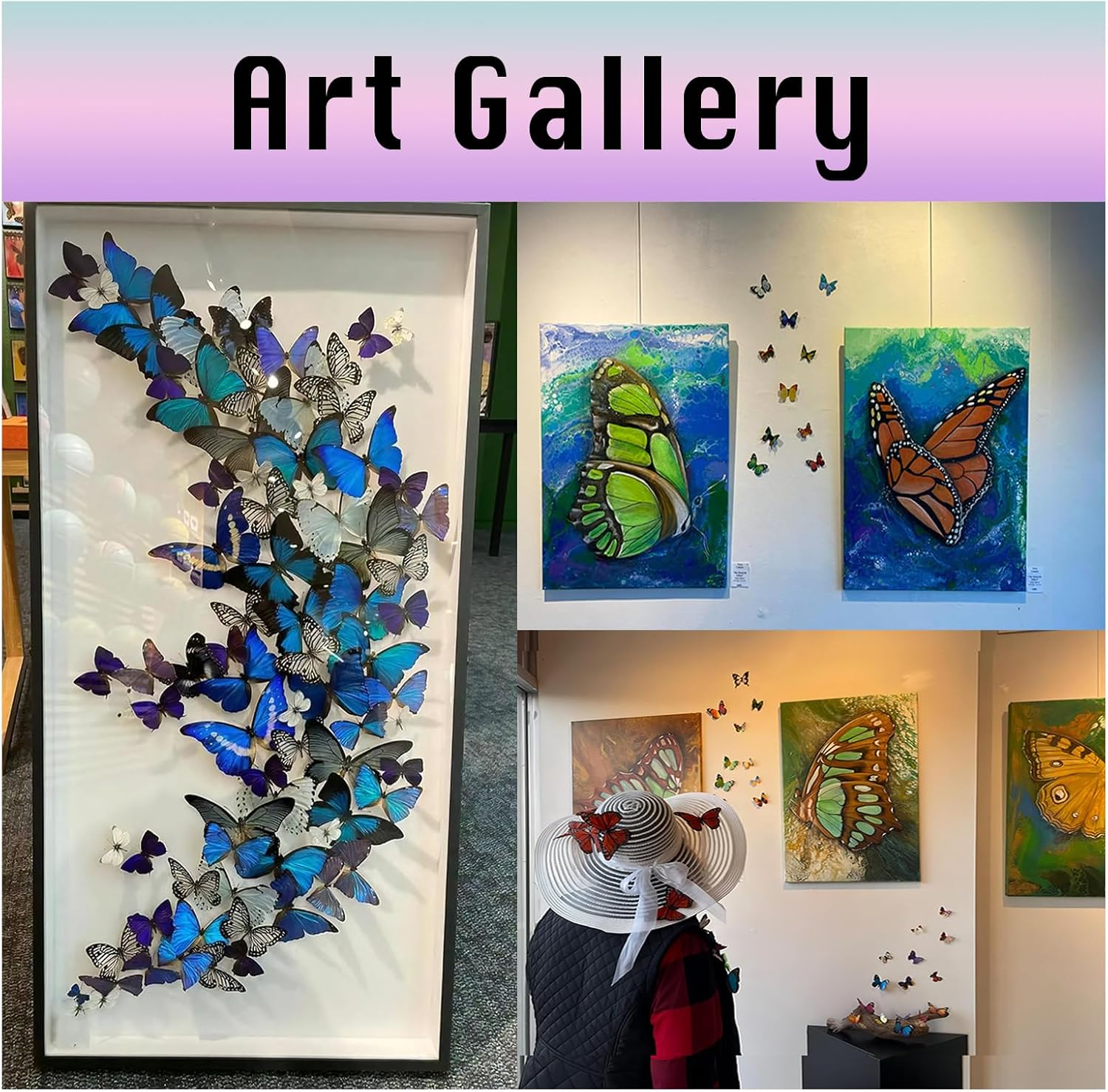 3D Butterfly Wall Decals, Removable Magnetic & Self-Adhesive, 72 Pcs Double-Layered Wings for Home Decor, Parties, Bedroom, Office (Multicolor) image number 3