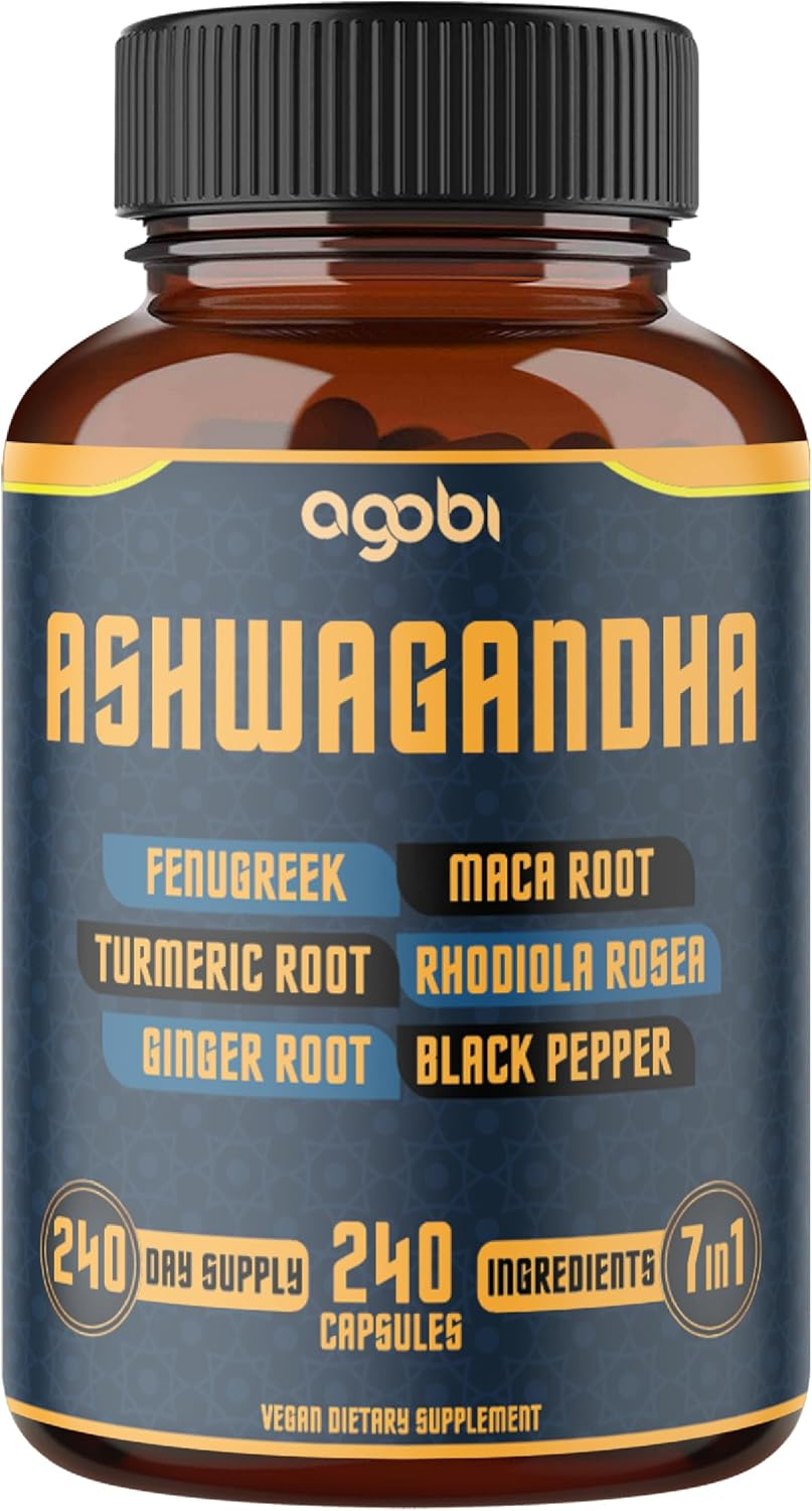 240 Capsules - 8 Month Supply - Ashwagandha Supplement - 7In1 Combined Fenugreek, Maca, Turmeric, Rhodiola, Ginger & Black Pepper image number 6