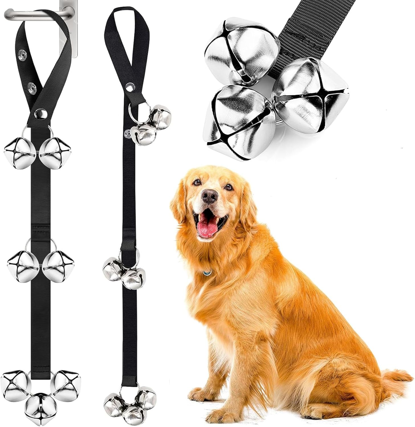 Dog Training Doorbells 2 Pack, Durable Puppy Toilet Training Bells with Loud Jingle, Adjustable Dog Training Bells for Puppy Potty Training,Adjustable Strap Dog Door Bell image number 2