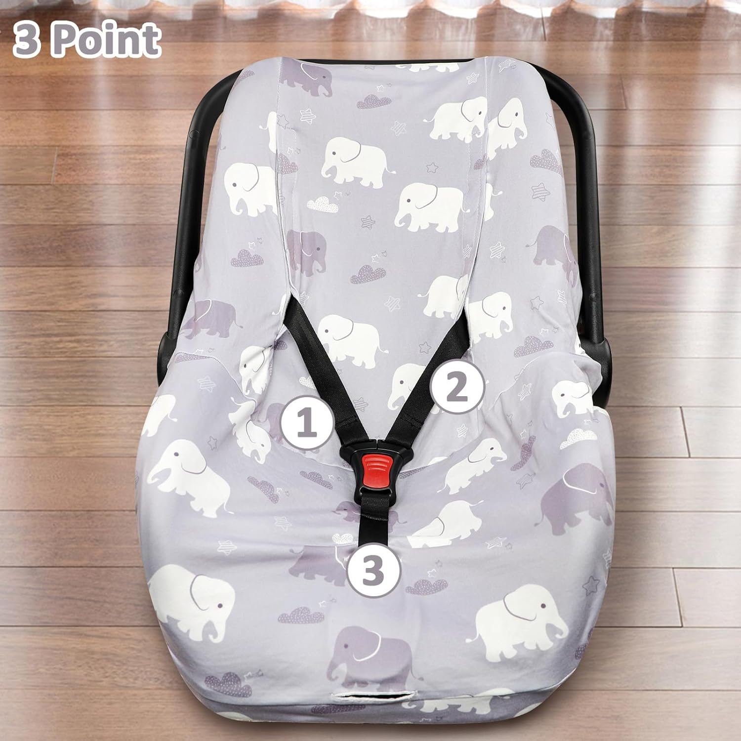 Baby Car Seat Cover Liner, Infant Carseat Cover Liner and Protection for Boys Girls, Universal Fit Car Seat Protective Cover,Soft & Comfortable,Machine Washable,Gray Elephant - Gray Elephant image number 5