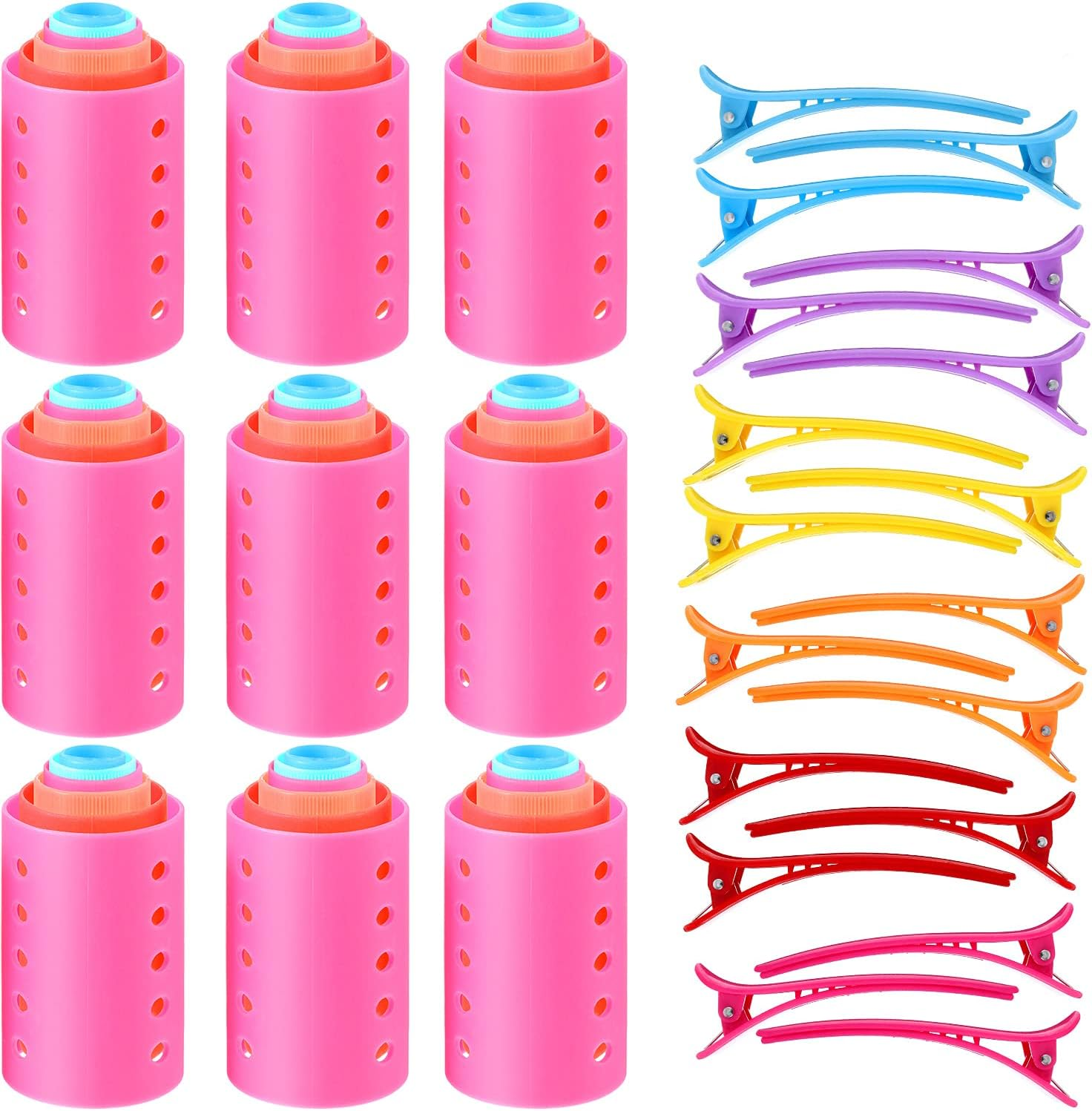 54-Piece Multicolor Magnetic Rollers Set with Hair Rollers, Duck Teeth Bows, and Hair Clips - Hairdressing Curlers Tools for Men, Kids, and Women image number 5
