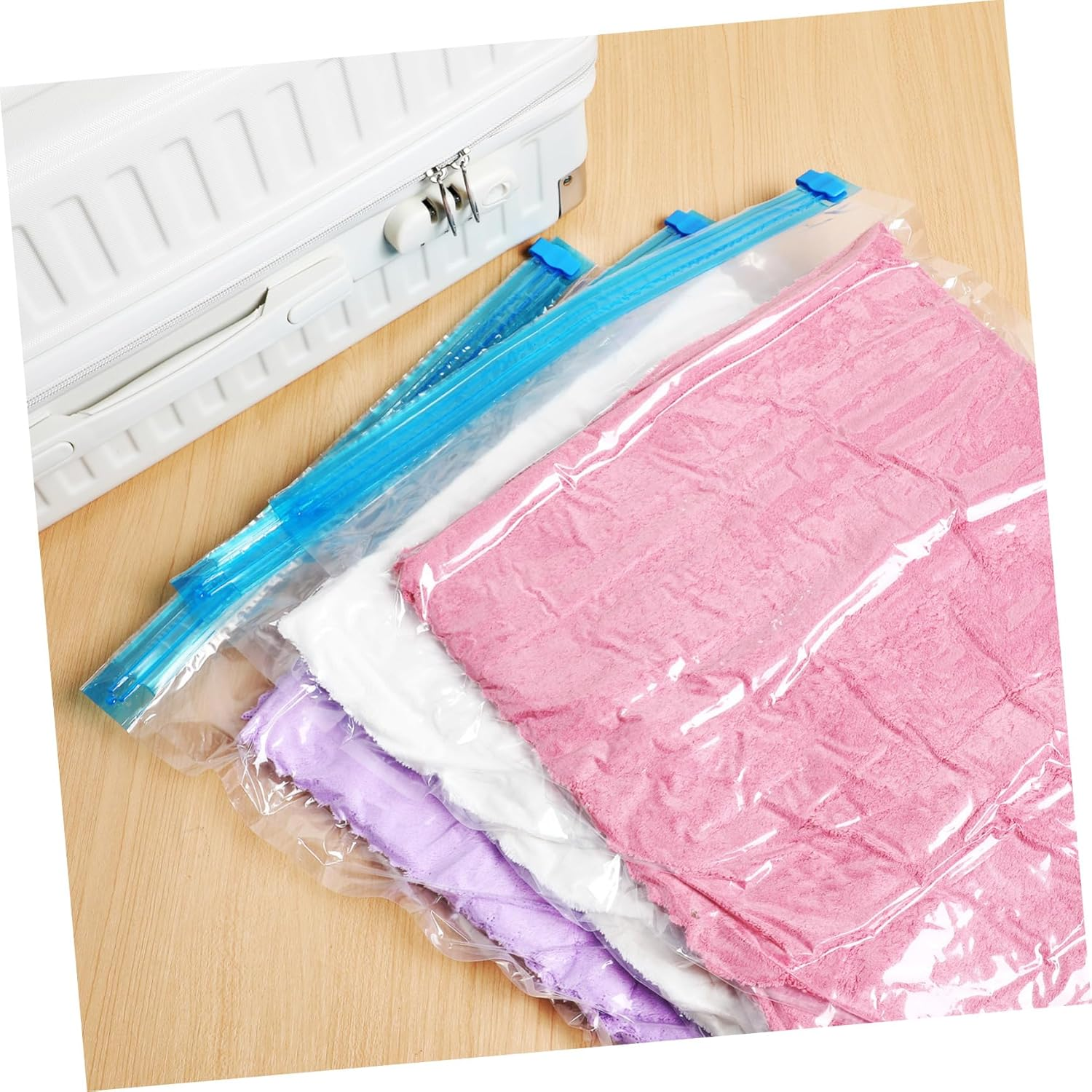 KOMBIUDA 12Pcs Travel Compression Bags Vacuum Storage Bags for Clothes Space Saver Packing Cubes Travel Essentials Double Sealed image number 4