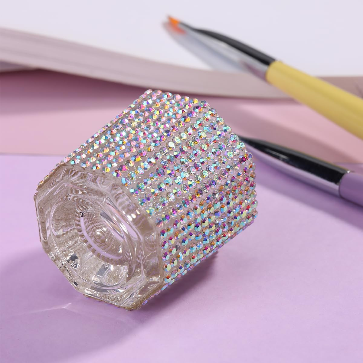 Fspronail Dappen Dish for Monomer, 2Pcs Clear Crystal Acetone Cup Nail Art Acrylic Liquid Dampen Monomer Container Acetone Bowl Acrylic Powder Holder Manicure Glass Bowl image number 5