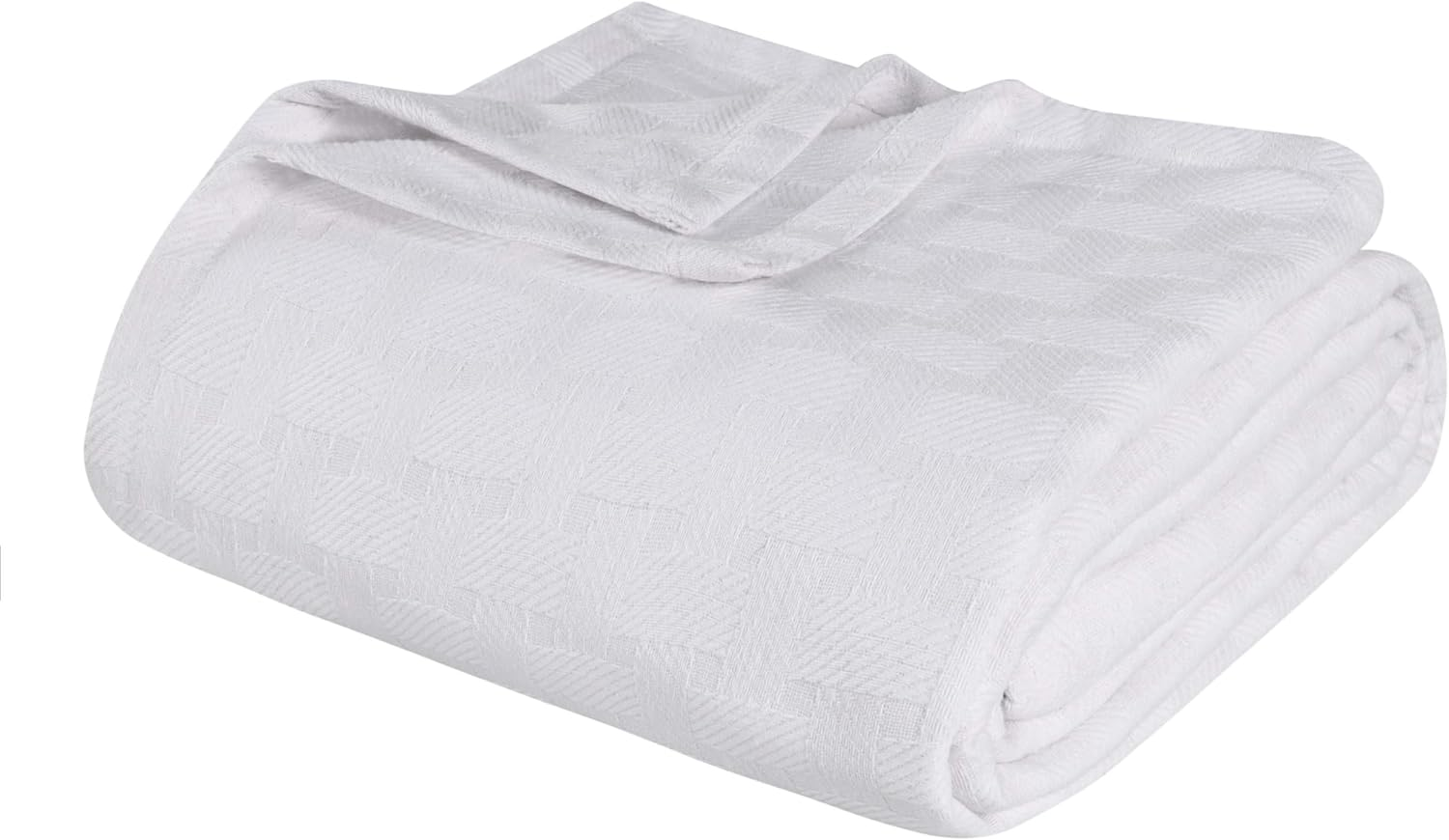 Superior 100% Cotton Thermal Blanket, Soft and Breathable Cotton for All Seasons, Bed Blanket and Oversized Throw Blanket with Luxurious Basket Weave Pattern - King Size, White image number 1