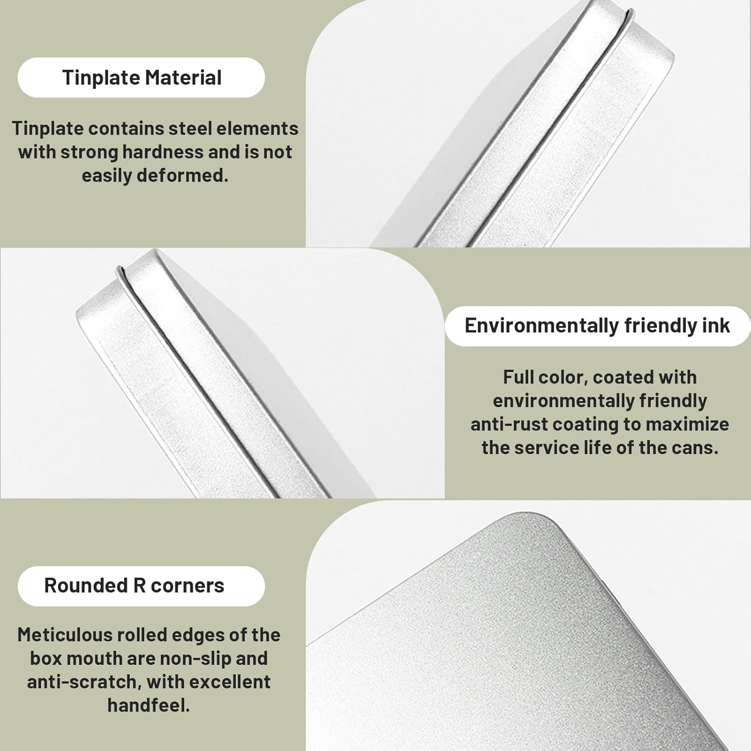 Metal Hinged Tins Box Containers Mini Portable Small Storage Containers Box Home Organizer with Lids Silver 6Pcs image number 1