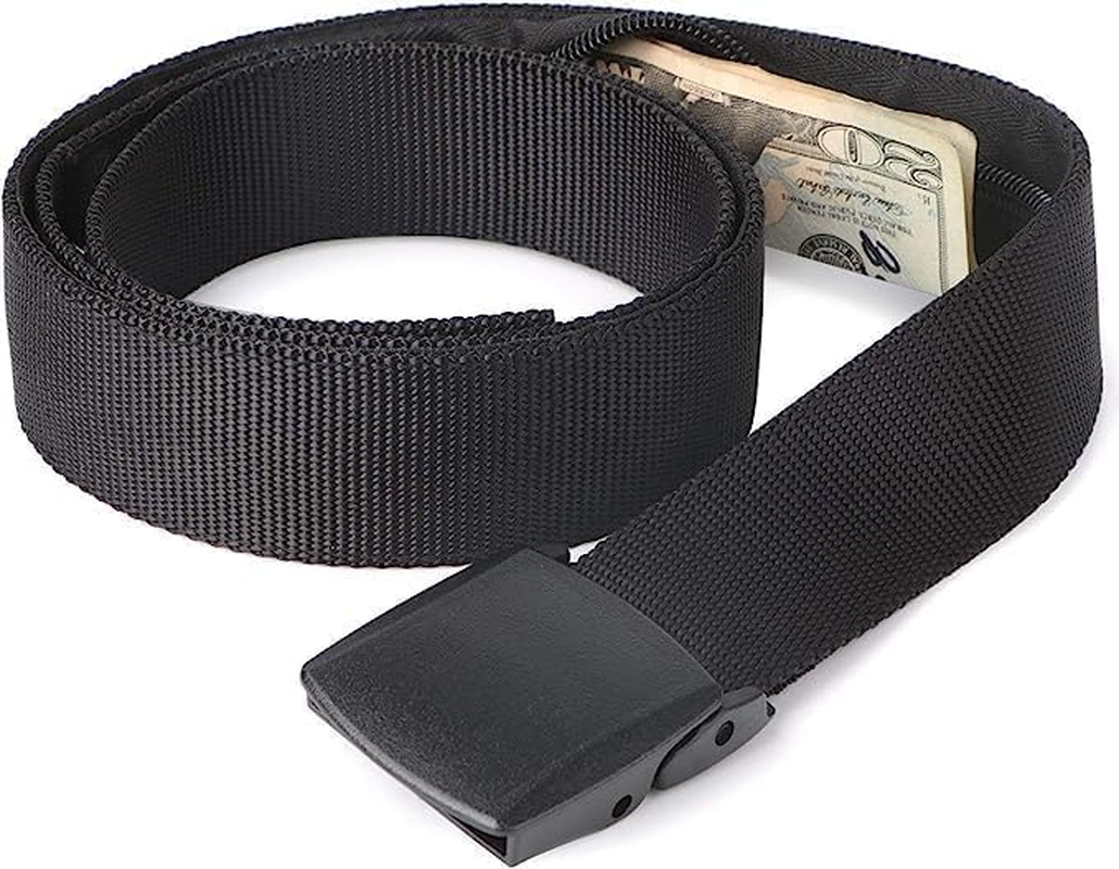 ISOP Travel Hidden Pocket Belt for Money | Security Cash Belt | Black Belts - Credit Cards Pocket | Safe Anti-Theft Wallet | Emergency Preparedness | Belts for Travel for Men or Women image number 1