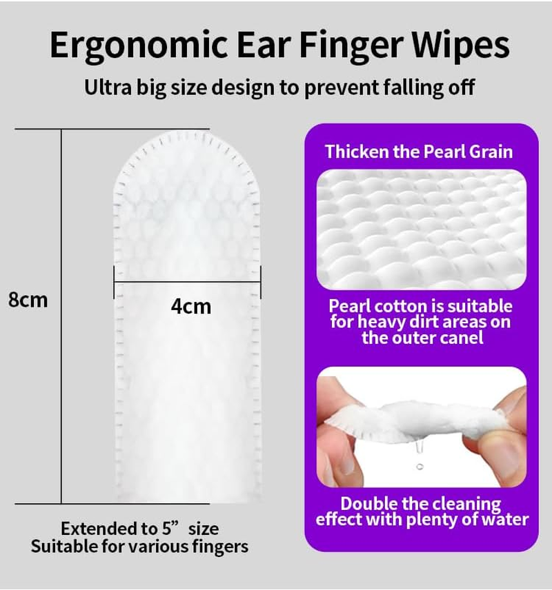 Mumoo Bear 50 Counts Ear Cleaner Finger Wipes, Dog Ear Cleaner, Grooming Kit Care for Dogs and Cats, Soft & Easy Cleaning Pads, Remove Wax, Dirt & Stop Smelly, Itchy, Non-Irritating-Upgraded