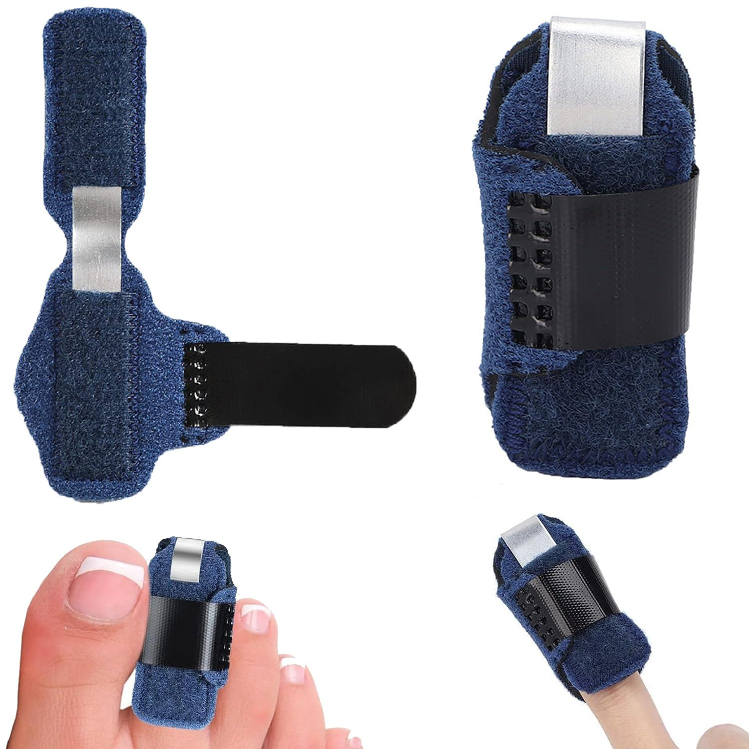 Toe Splint Toe Stabilizer Support Splint Adult and Child Toe Finger Fixation Velcro Aluminum Strip Supports Hammer Shaped Toes for Broken Toes Straightening Arthritis Joint Immobilization image number 5