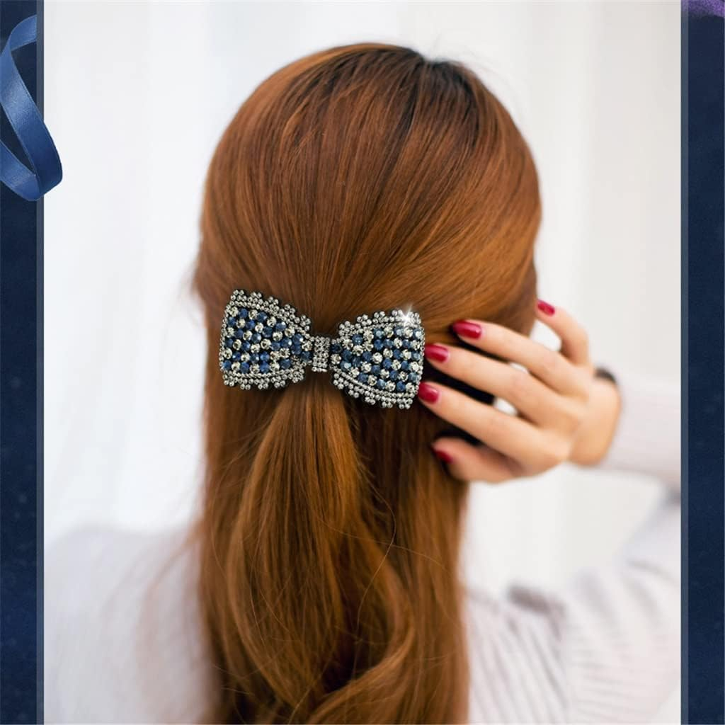 Alligator Clip,Headdress,Hair Clamp,Hairpins,Bow Knot Headwear Female Korean Rhinestone Hairpin Elegant Clip Headgear Top Clip Hairpin Hair Accessories (Color : A, Size : 8.4 * 4.1Cm)