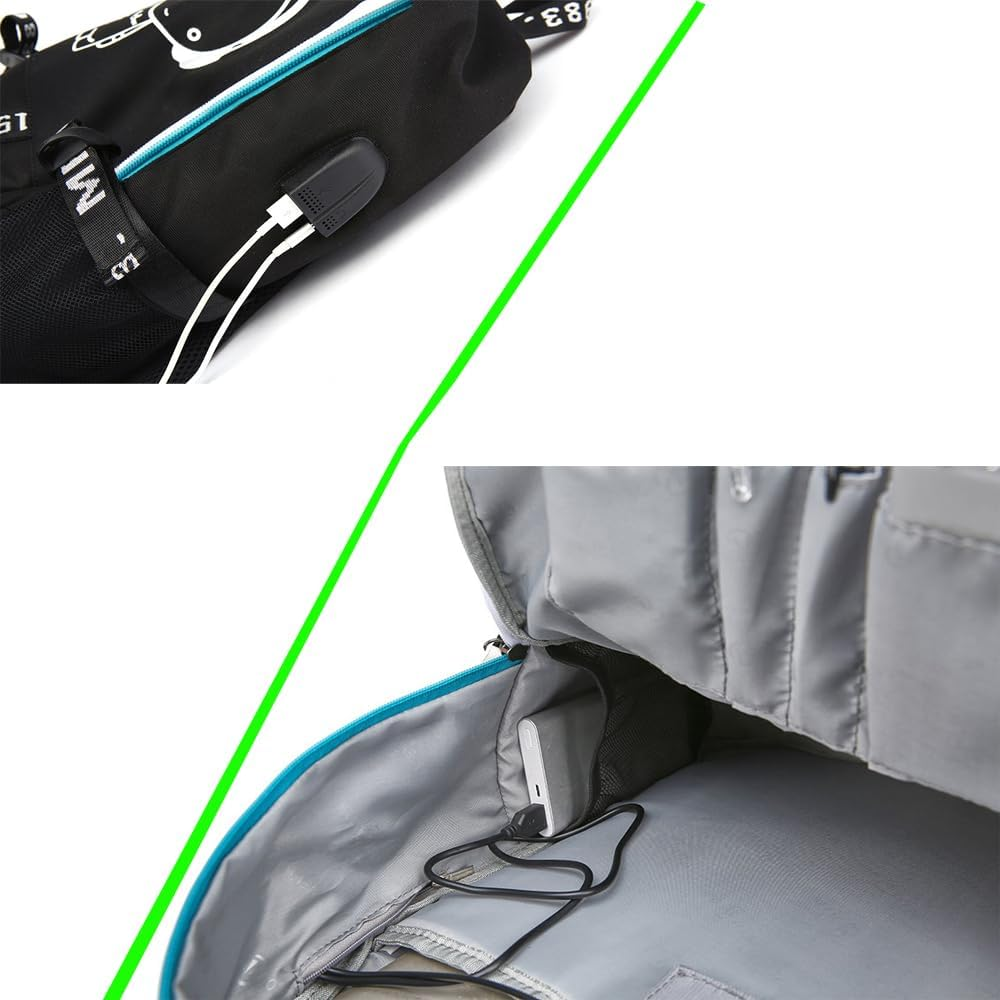 Soccer V-Inicius Multifunction Sport Backpack Travel Laptop Football Fans Bag for Men Women - Black Lines - 1 image number 3