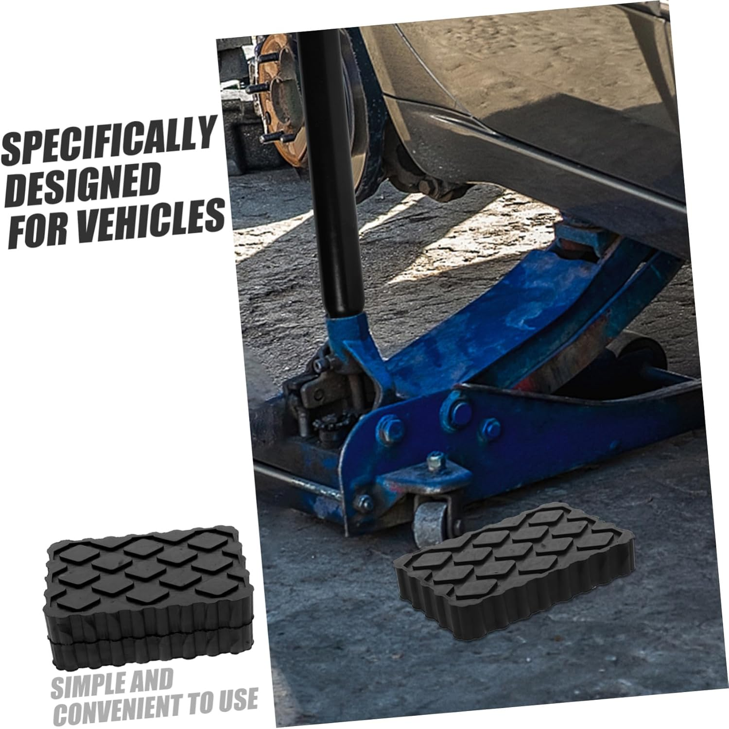 NOLITOY 2Pcs Black Rubber Car Jack Blocks Camper Jack Stand Pads for Rv Stabilizer Wear-Resistant Lift Pads with Easy Installation Versatile Support for Car Hoist image number 4