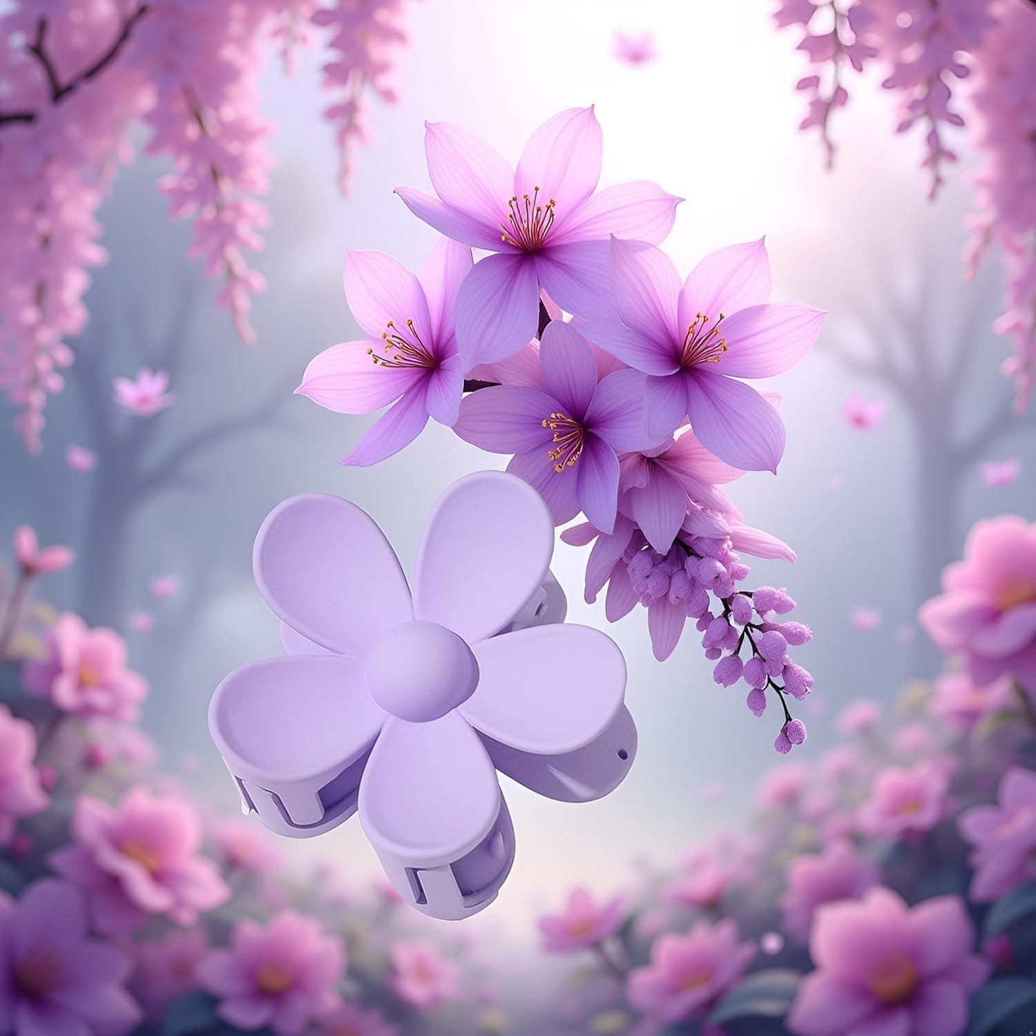 1 X Purple Flower Shaped Hair Claw Clamp Plastic Hair Claw Clamp Anti-Scratch Odor Useful Hold Firm image number 4