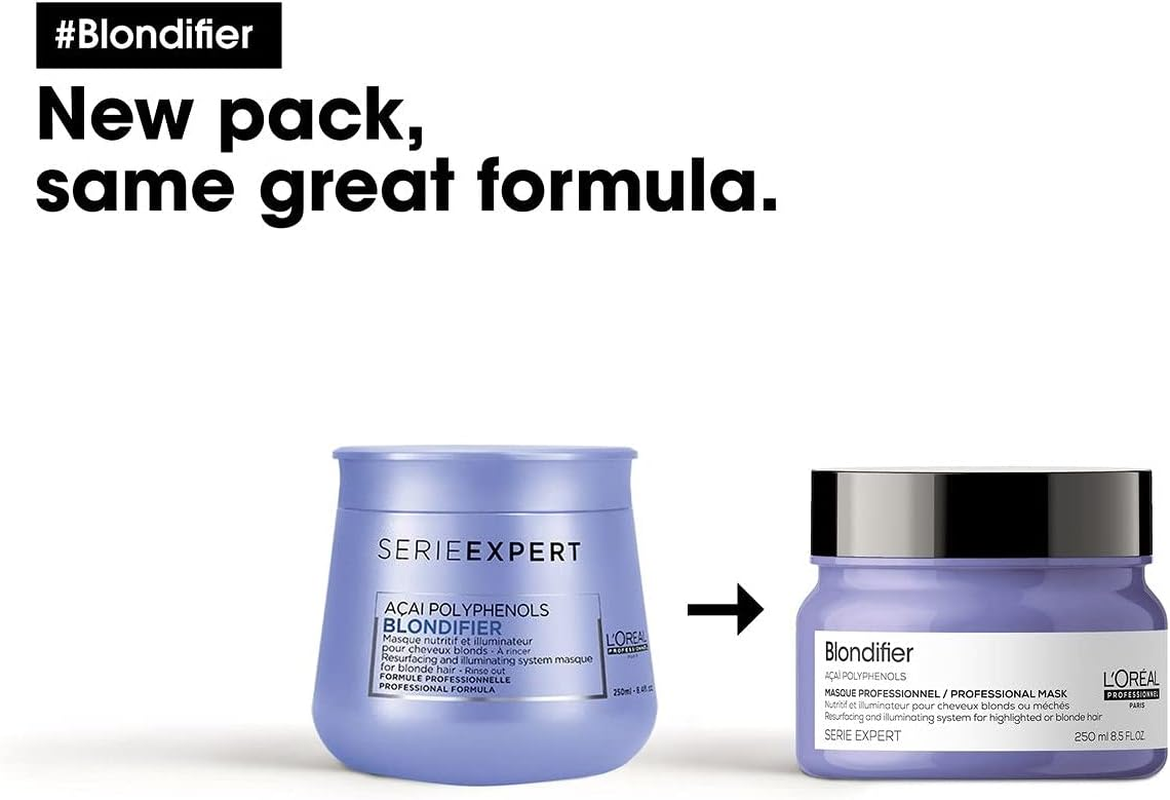 L'Or&eacute;al Professionnel Paris Serie Expert Blondifier Mask, Protective Hair Treatment for Blonde and Natural Blonde Hair, Gives Shine, Nourishing Hair Care with A&ccedil;ai Berries, Intensive Treatment, 250 image number 3