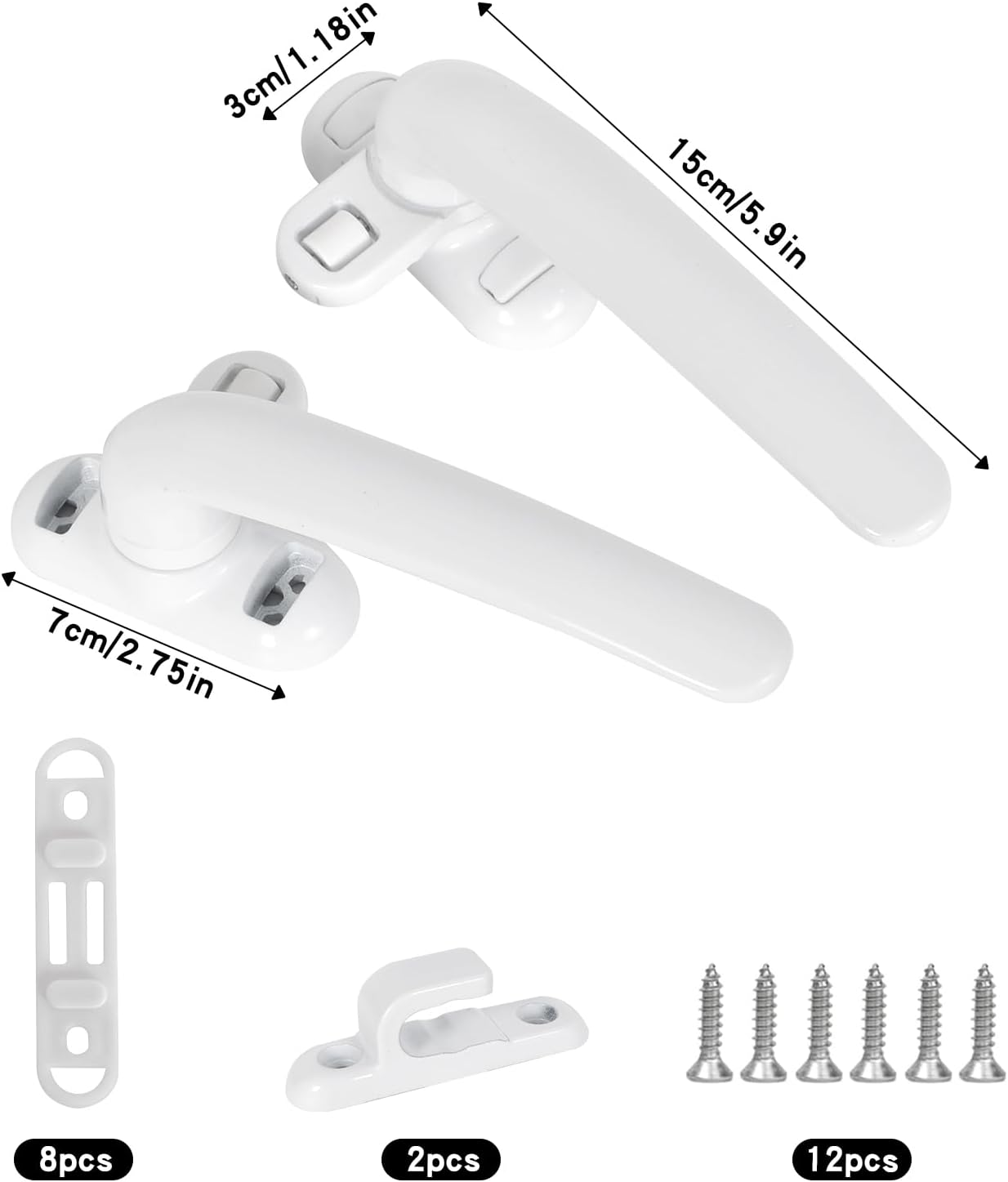 2 Pieces Aluminum Window Handle, Window Handle, Alloy Window Handles, Stainless Steel Sliding Interior and Exterior Window Handle for Door Windows image number 6