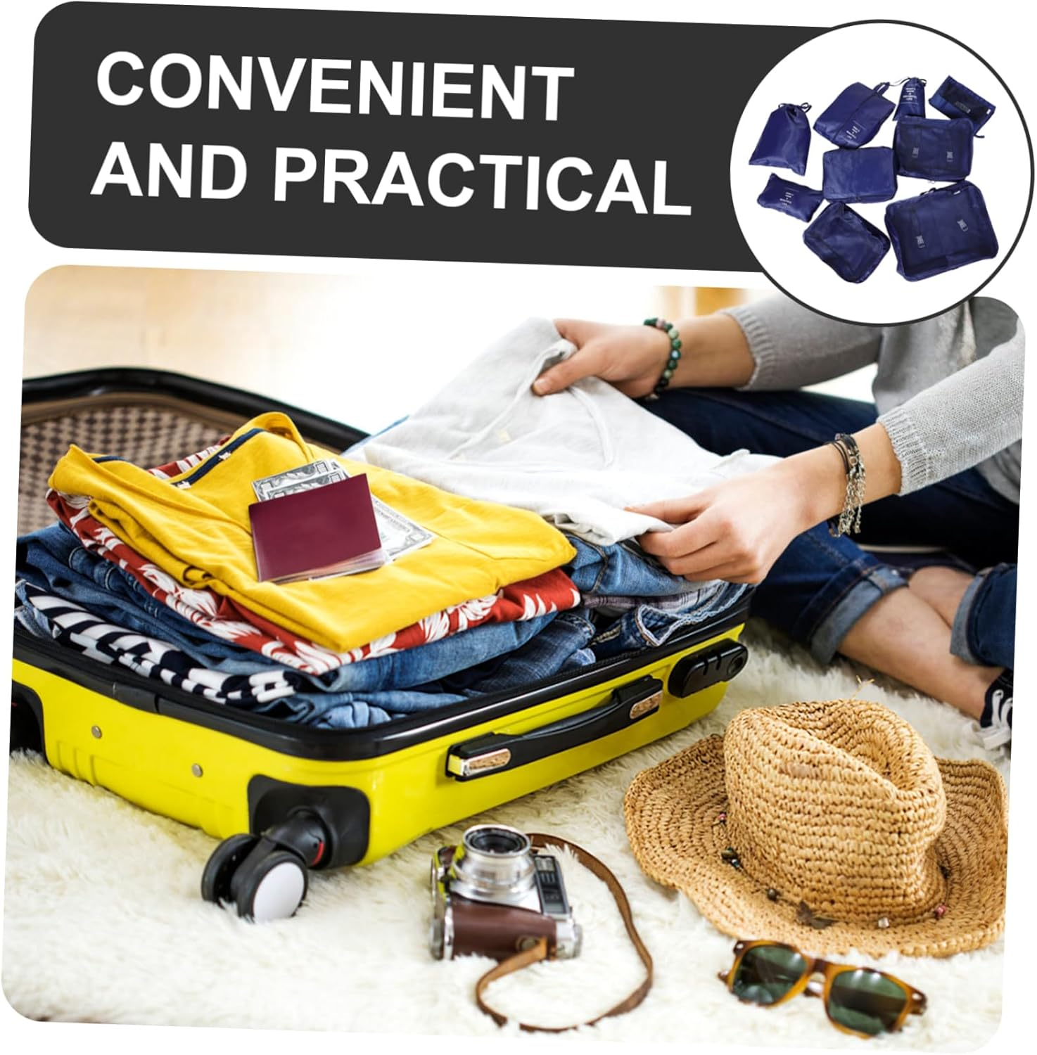 WESIEVYA 1 Set Luggage Packing Organizer Travel Storage Bags for Clothes Underwear Toiletries Lightweight Portable Packing Cubes image number 4