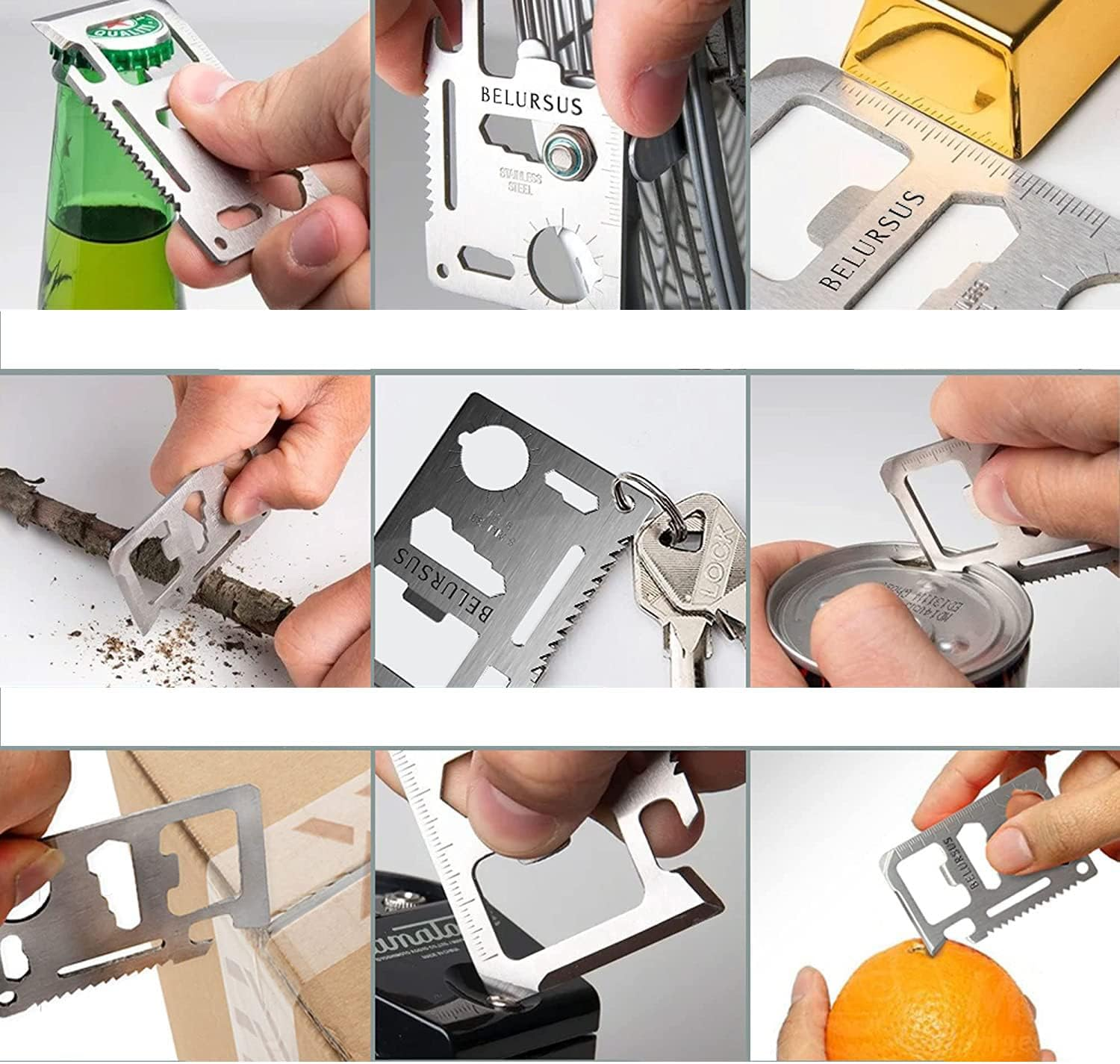 Credit Card 11-In-1 Survival Pocket Tool, Multi Function Portable Outdoor Thickened Stainless Tool, Multipurpose Bottle Opener, Can Opener, Lock Pick (1 PCS) image number 5